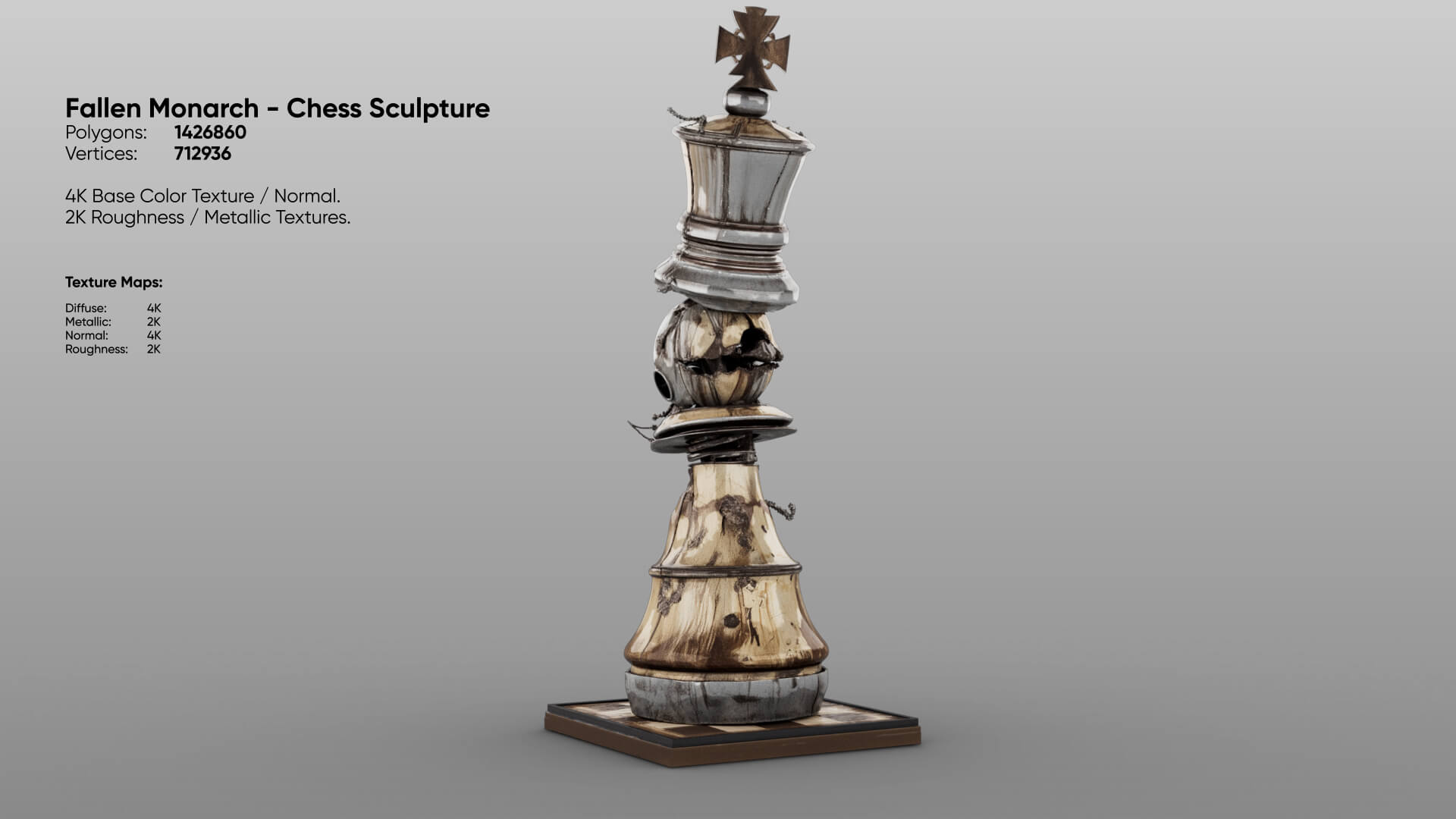 Fallen Monarch - Chess Sculpture 3D Model