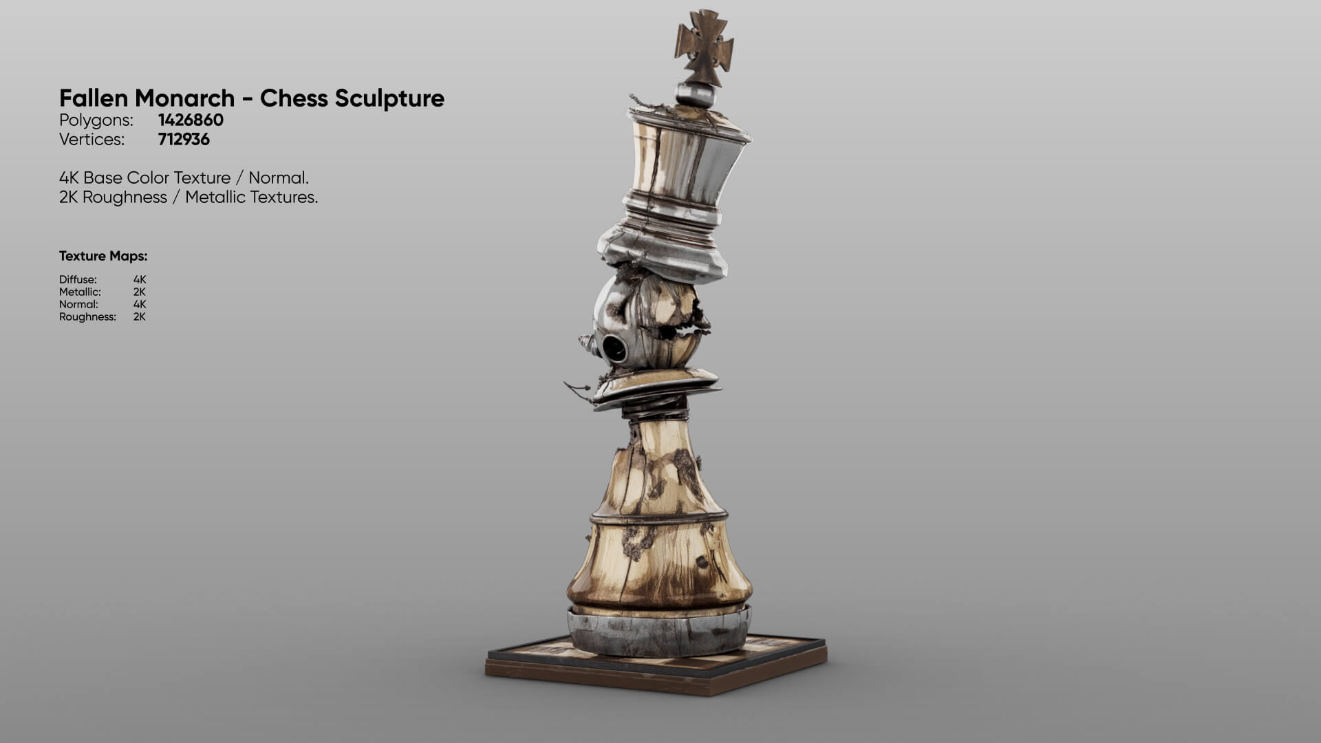 Fallen Monarch - Chess Sculpture 3D Model