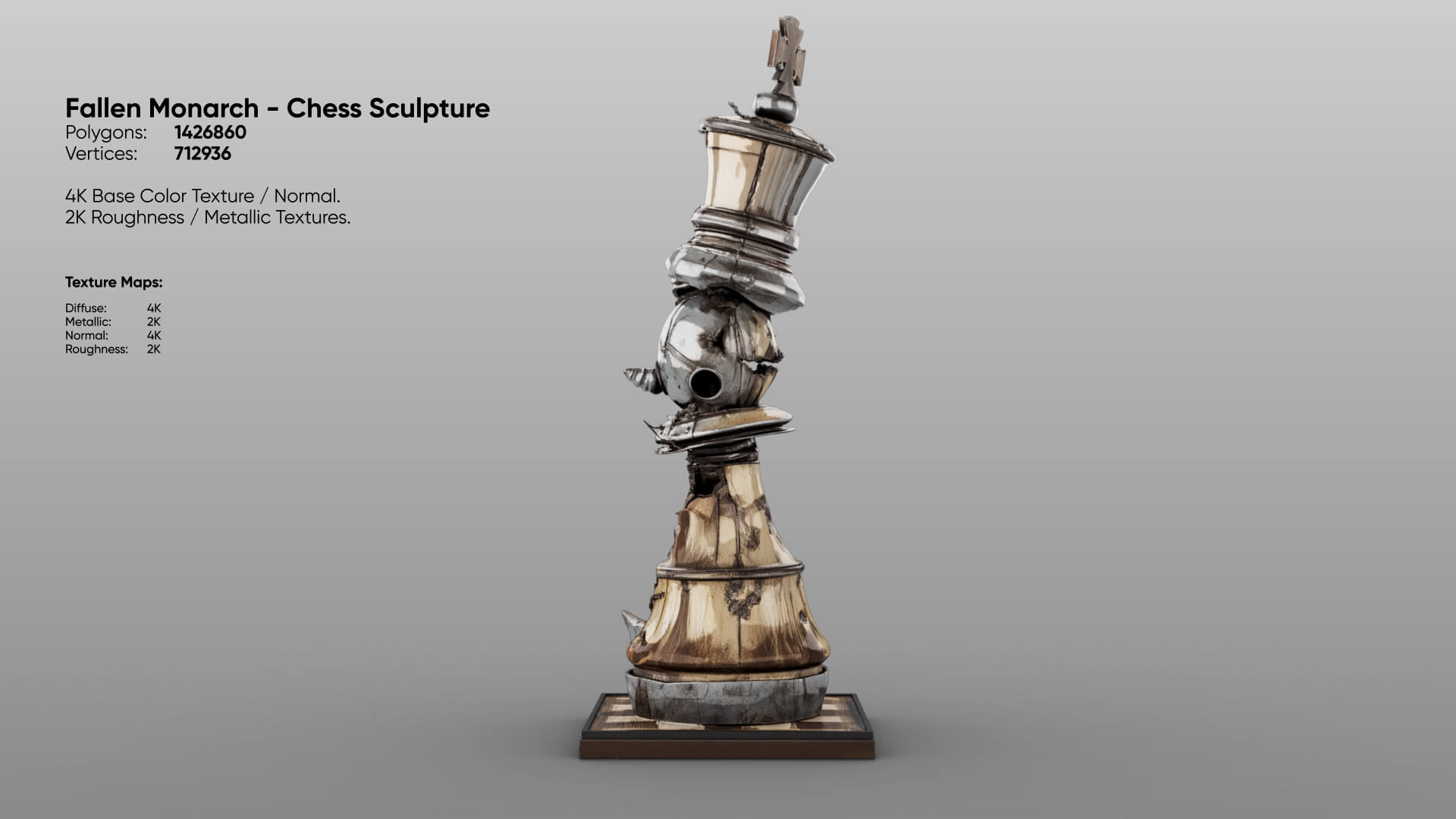 Fallen Monarch - Chess Sculpture 3D Model