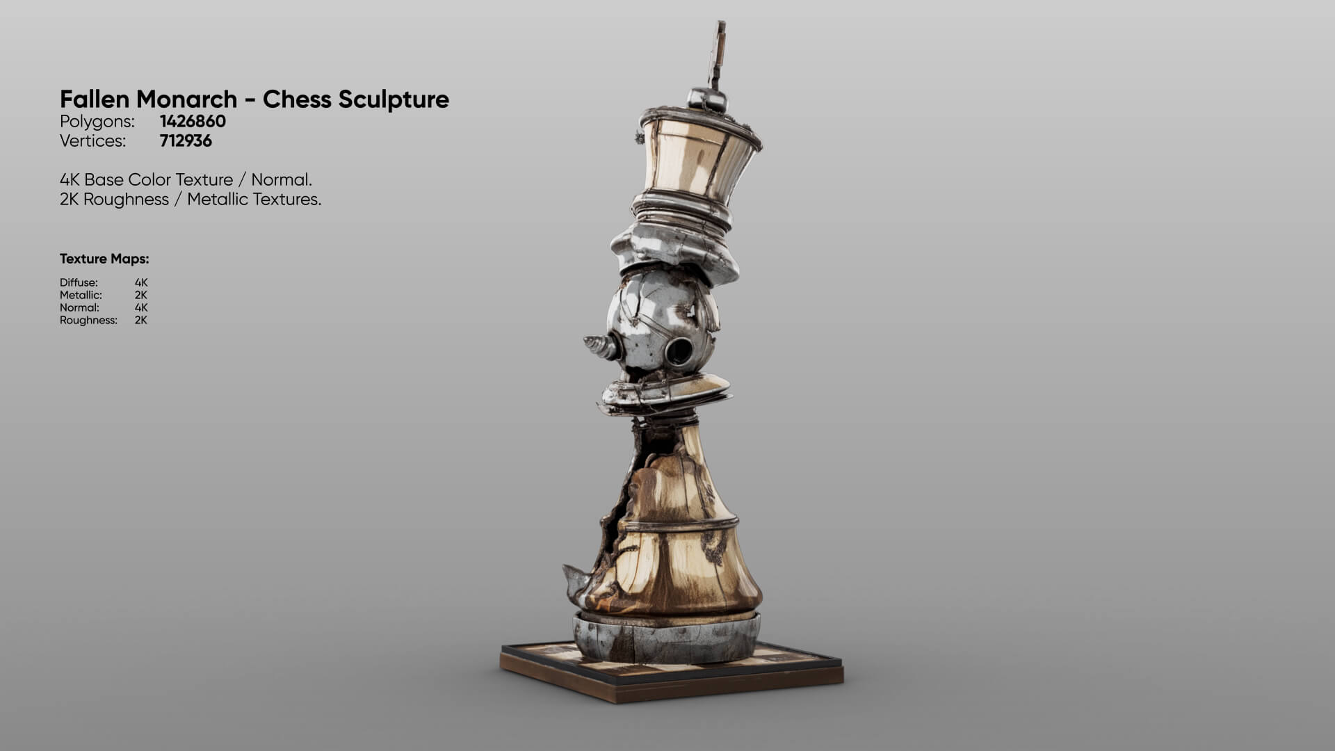 Fallen Monarch - Chess Sculpture 3D Model