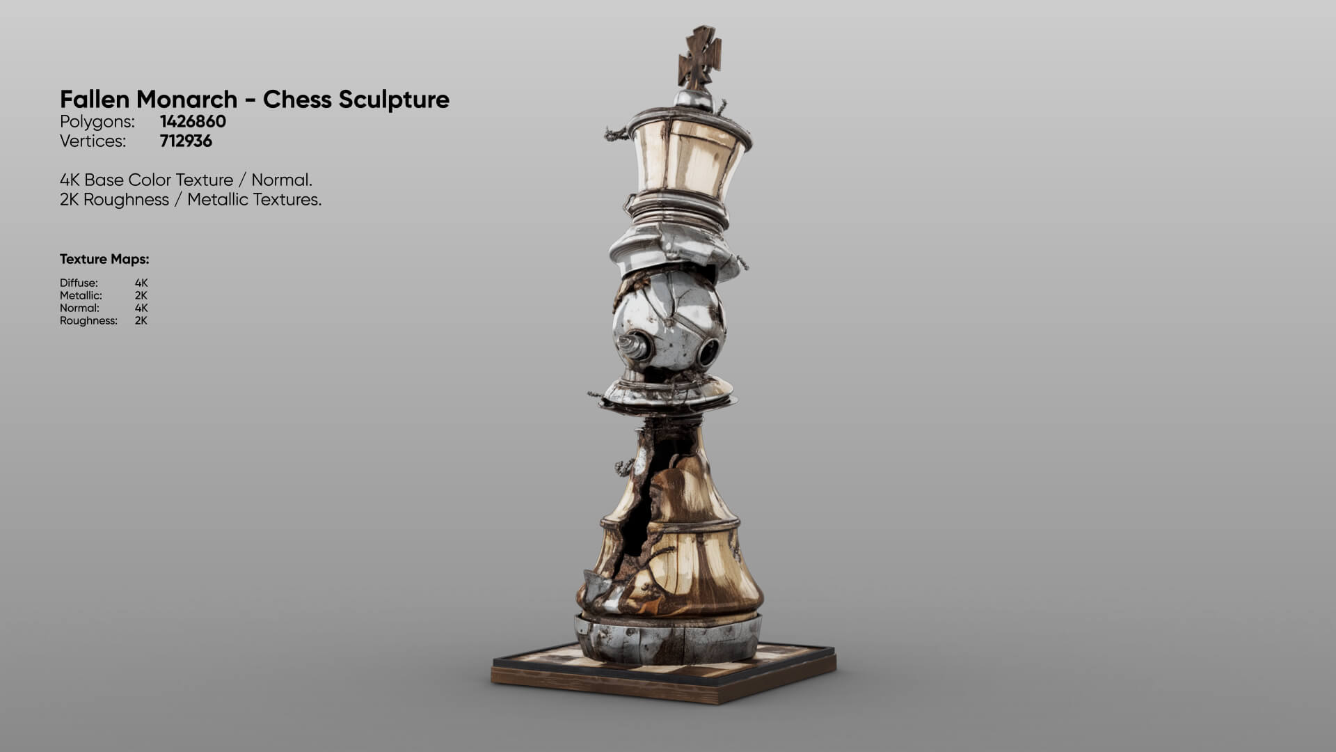 Fallen Monarch - Chess Sculpture 3D Model