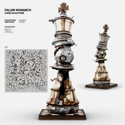Fallen Monarch - Chess Sculpture