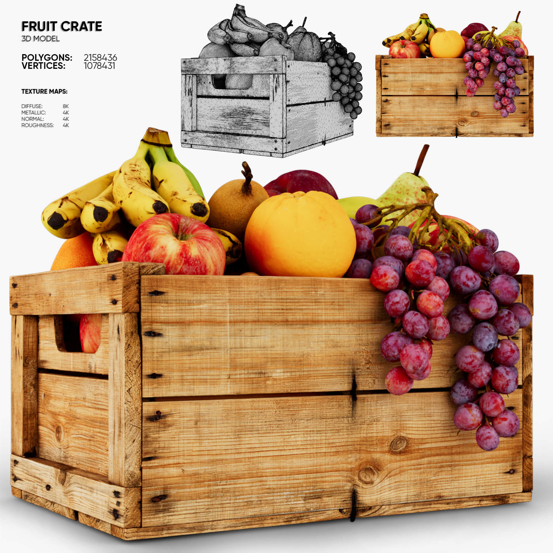 Fruit Crate 3D Model 3D Model