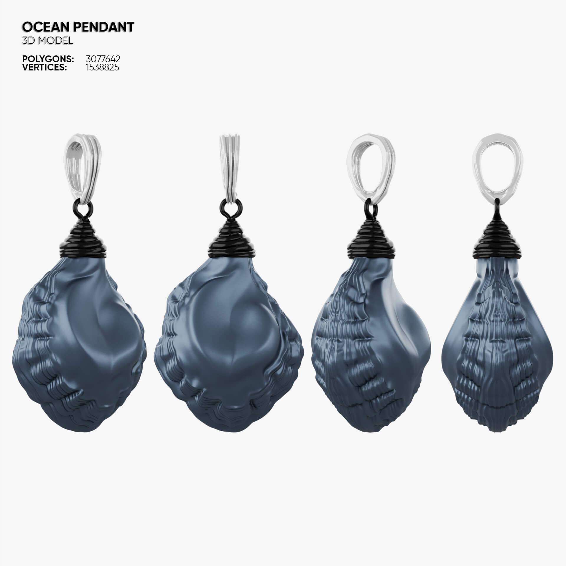 Jewelry Ocean Pendant 3D Model 3D Model