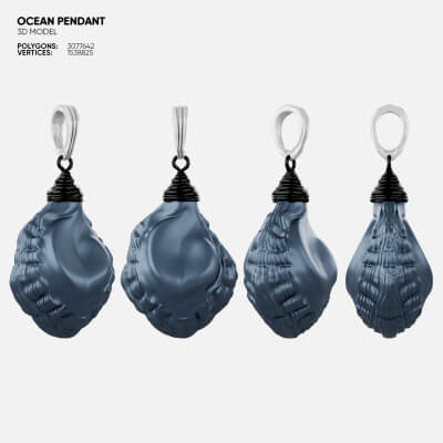 Jewelry Ocean Pendant 3D Model