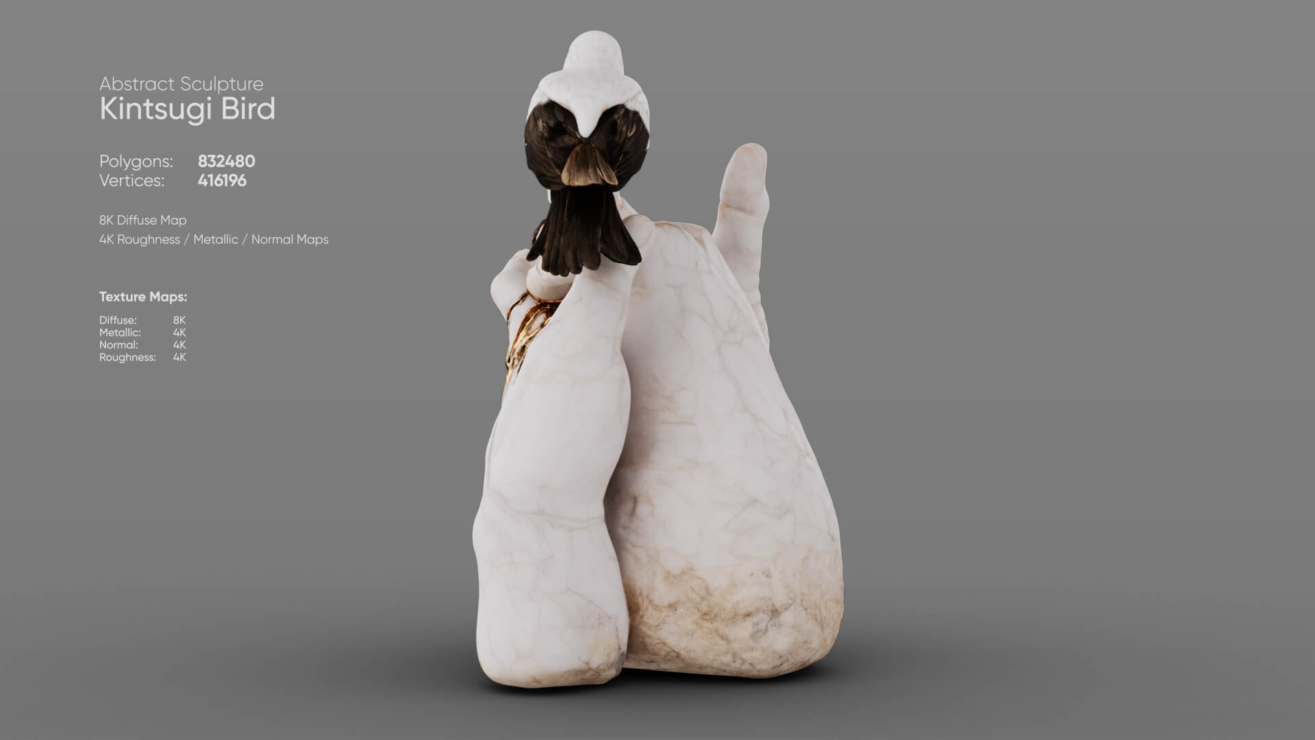 Kintsugi Bird 3D Model