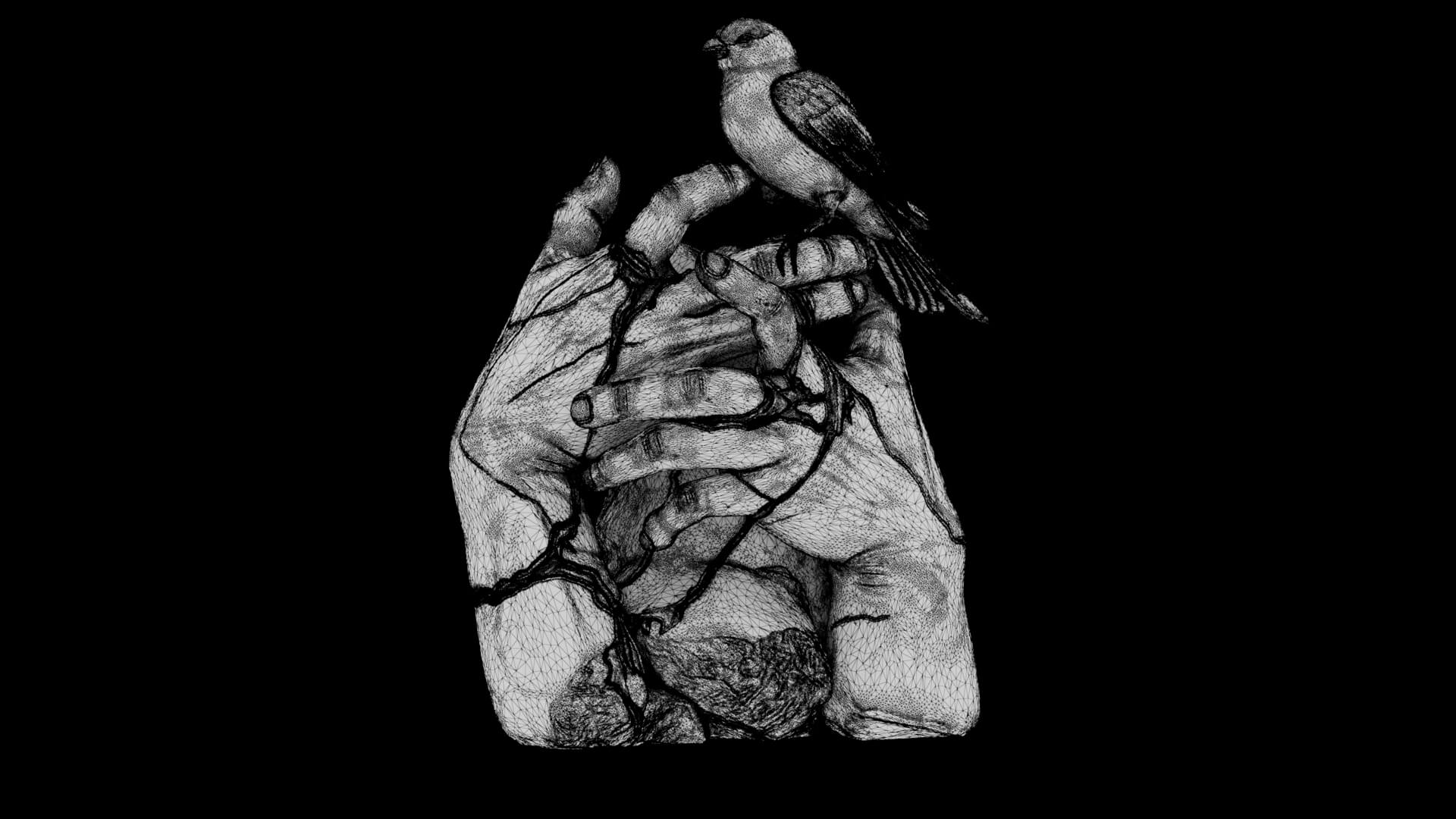 Kintsugi Bird 3D Model