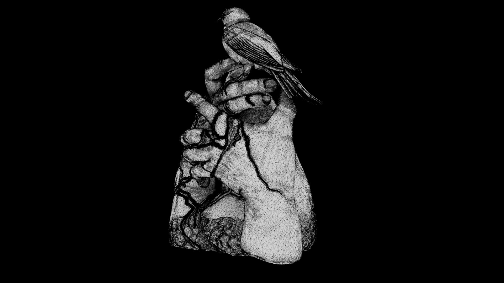 Kintsugi Bird 3D Model