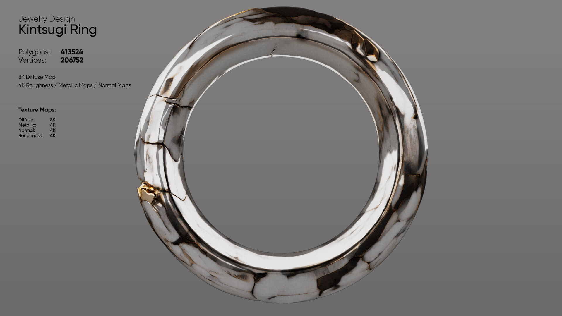 Kintsugi Ring 3D Model