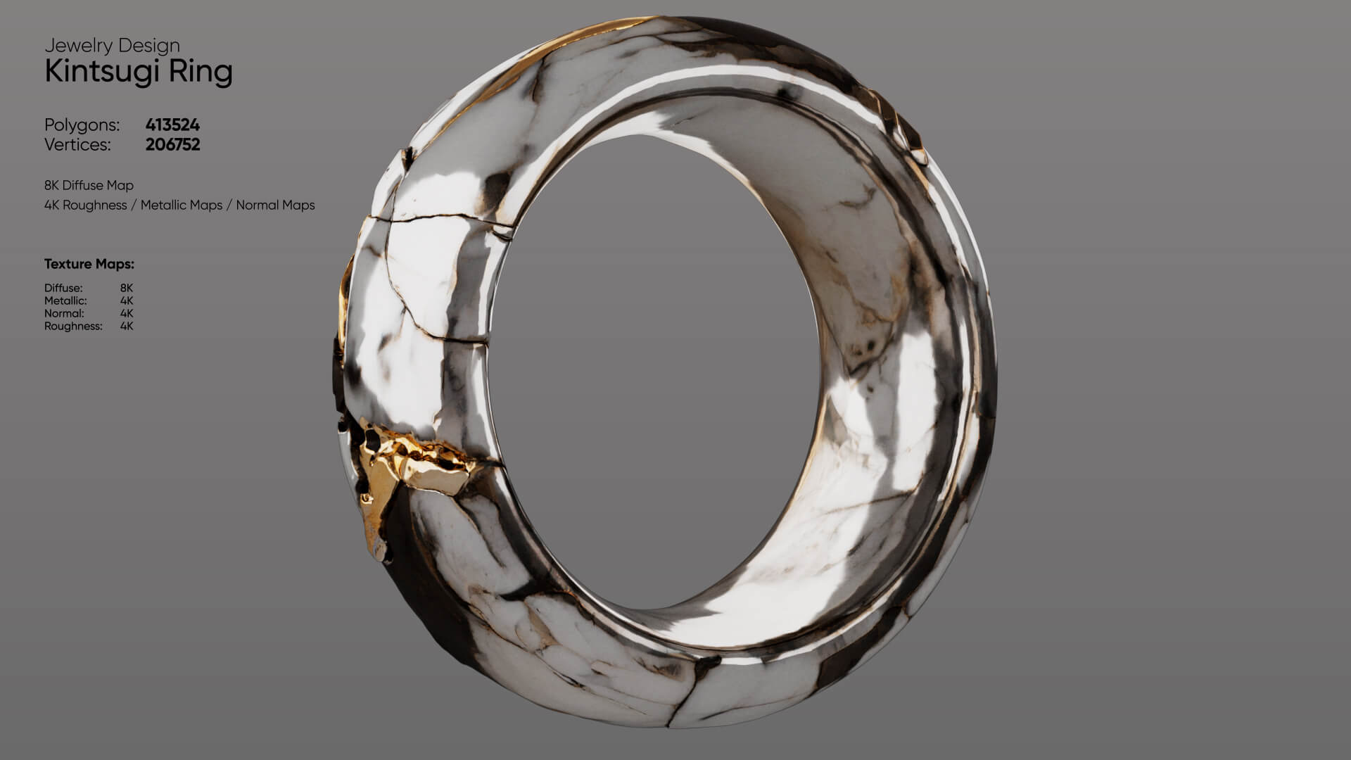Kintsugi Ring 3D Model