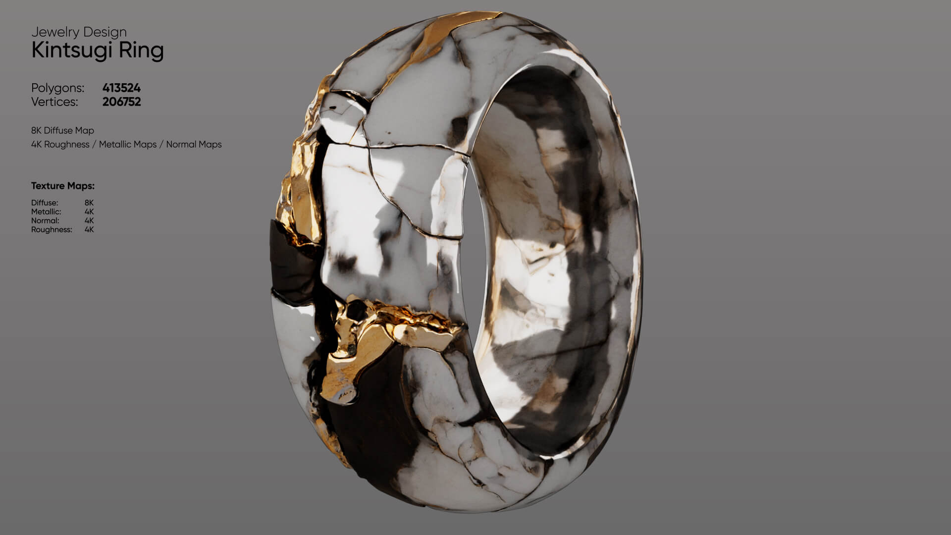 Kintsugi Ring 3D Model