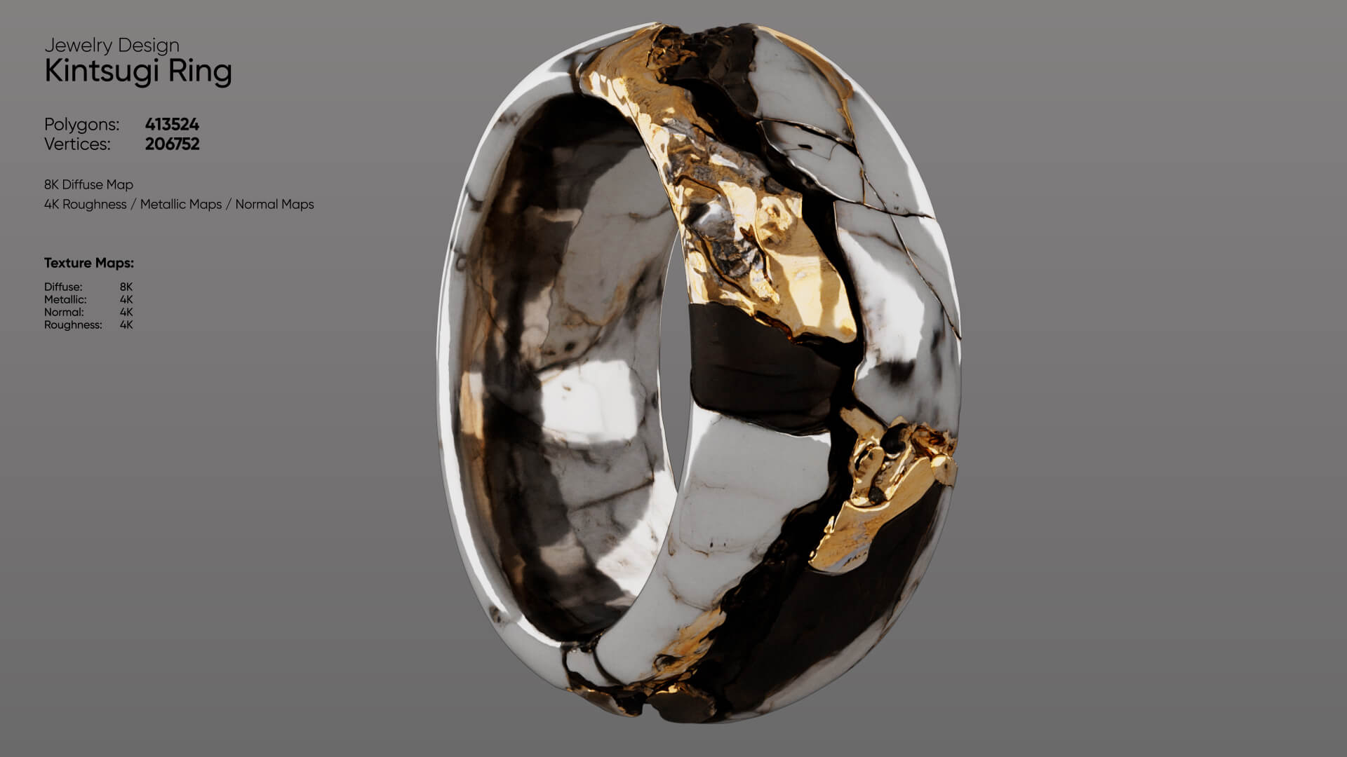 Kintsugi Ring 3D Model