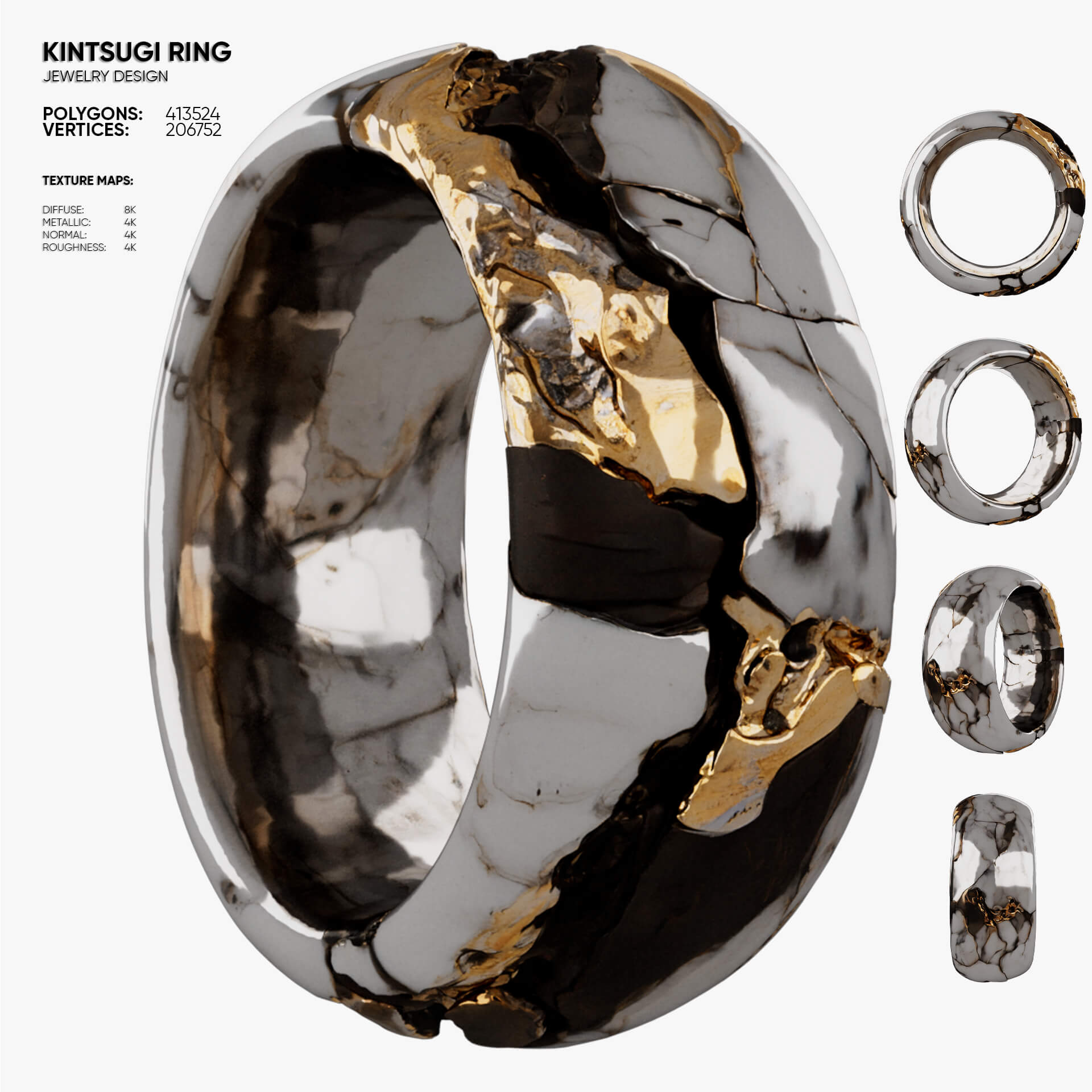 Kintsugi Ring 3D Model