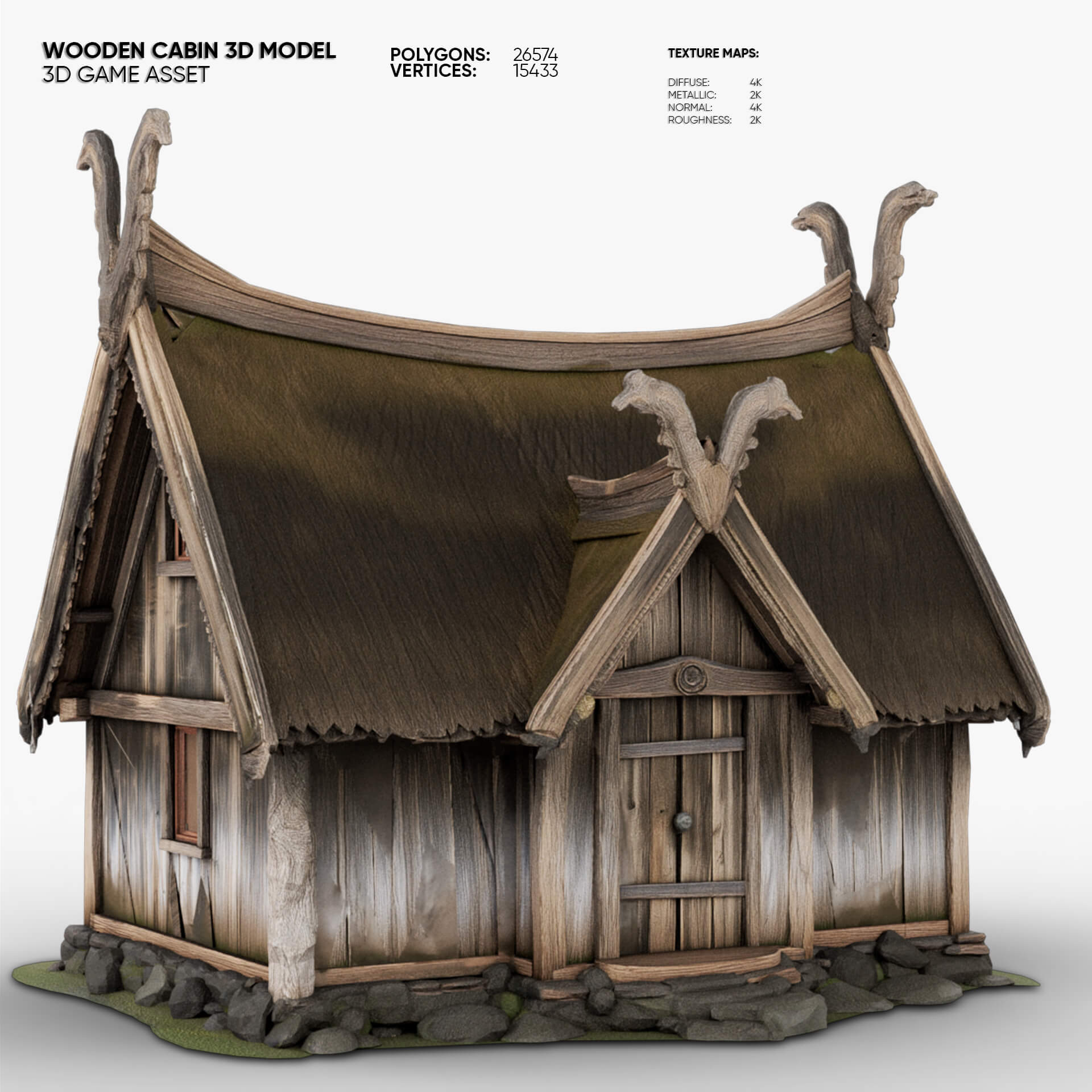 Low Poly Cabin 3D Model