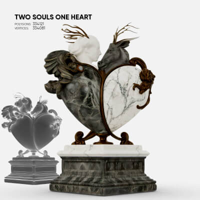 Marble Sculpture Two Souls One Heart