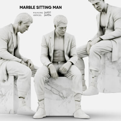 Marble Sitting Man Sculpture