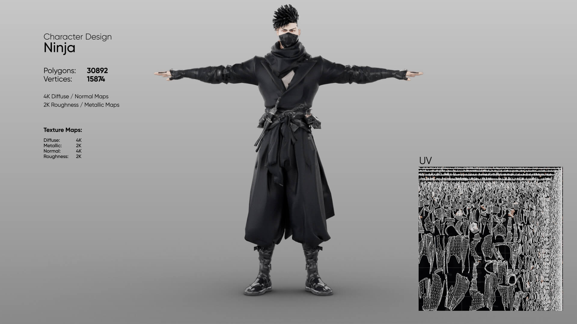 Ninja Low Poly 3D Model