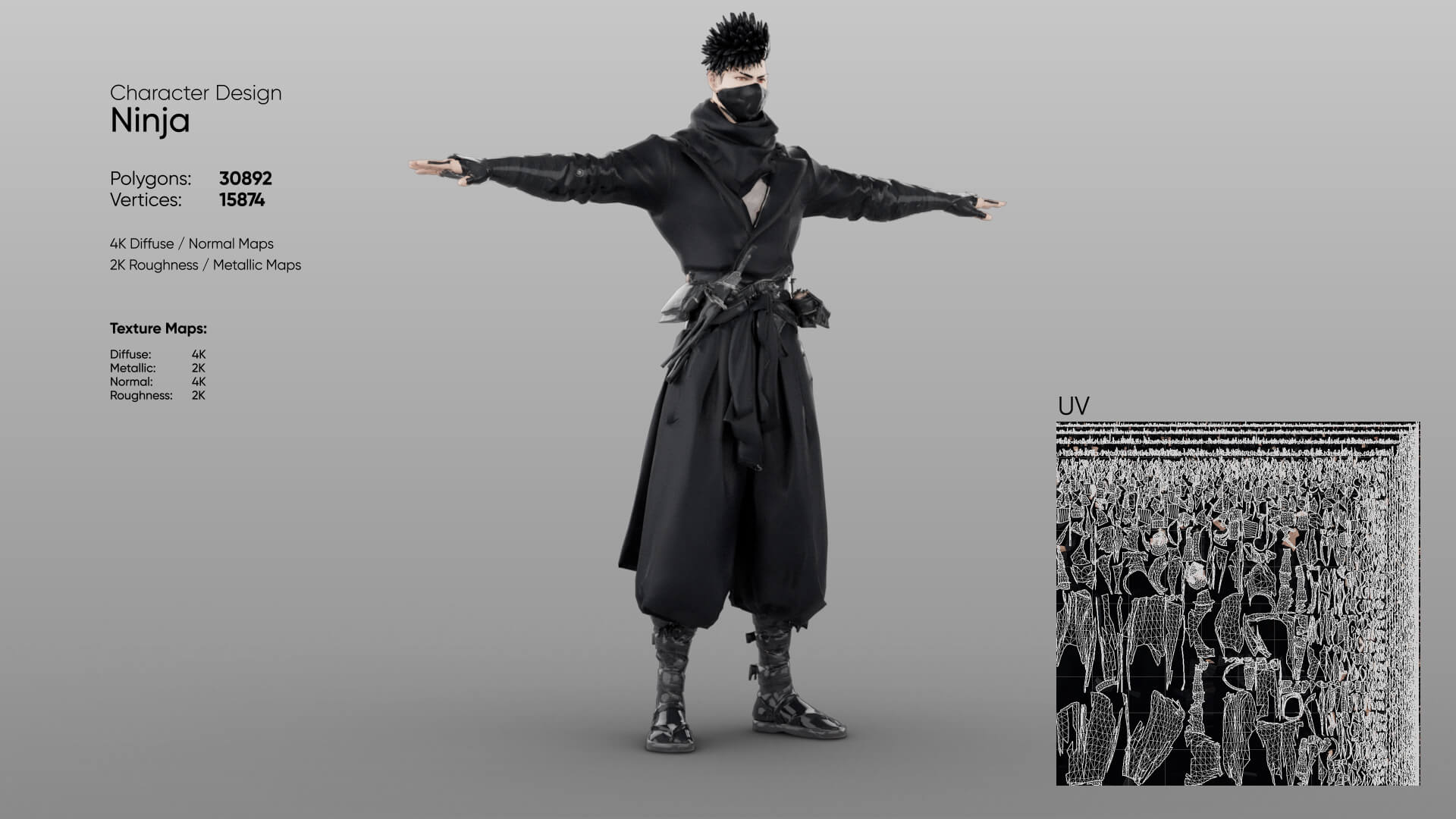 Ninja Low Poly 3D Model