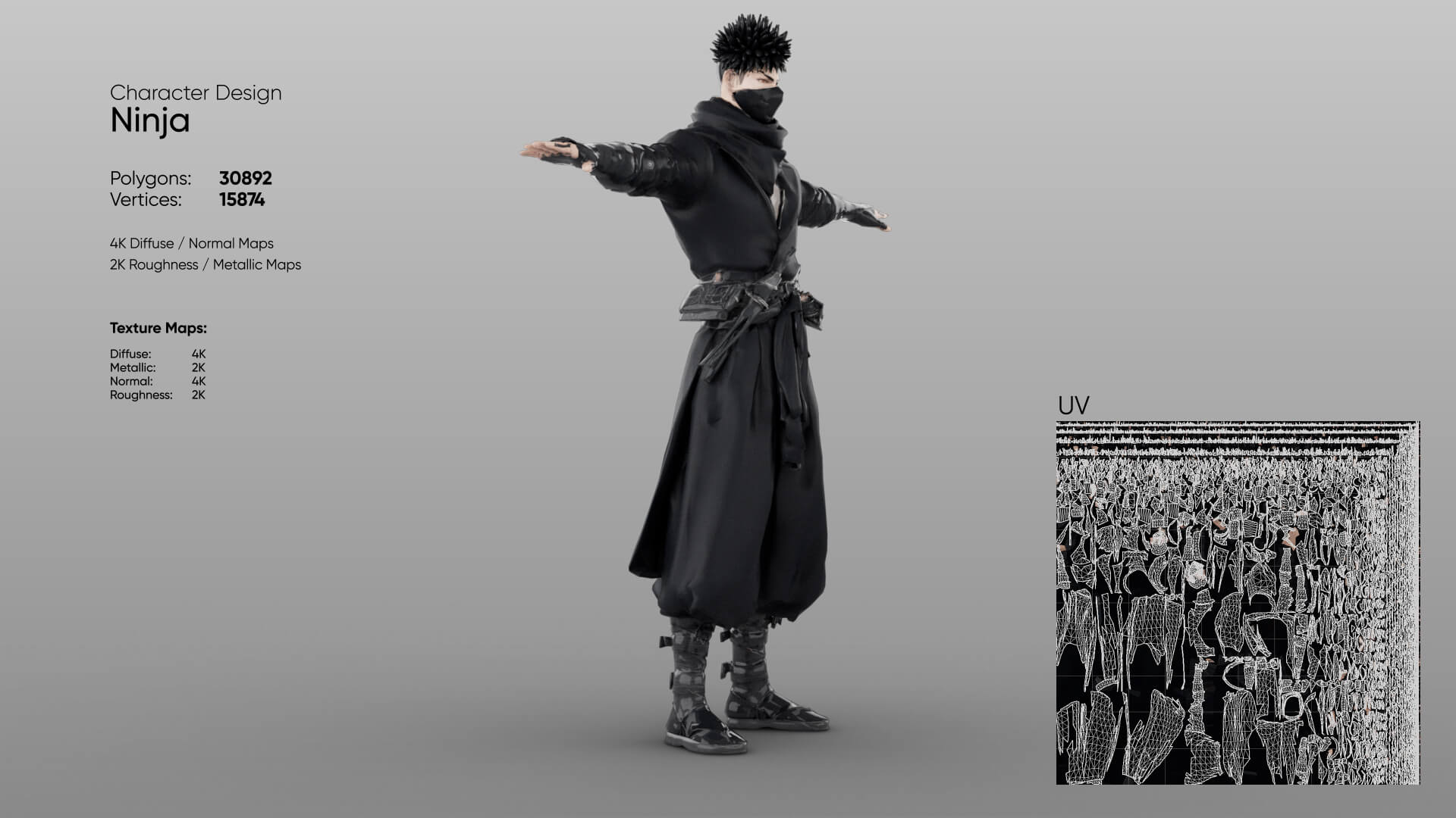 Ninja Low Poly 3D Model