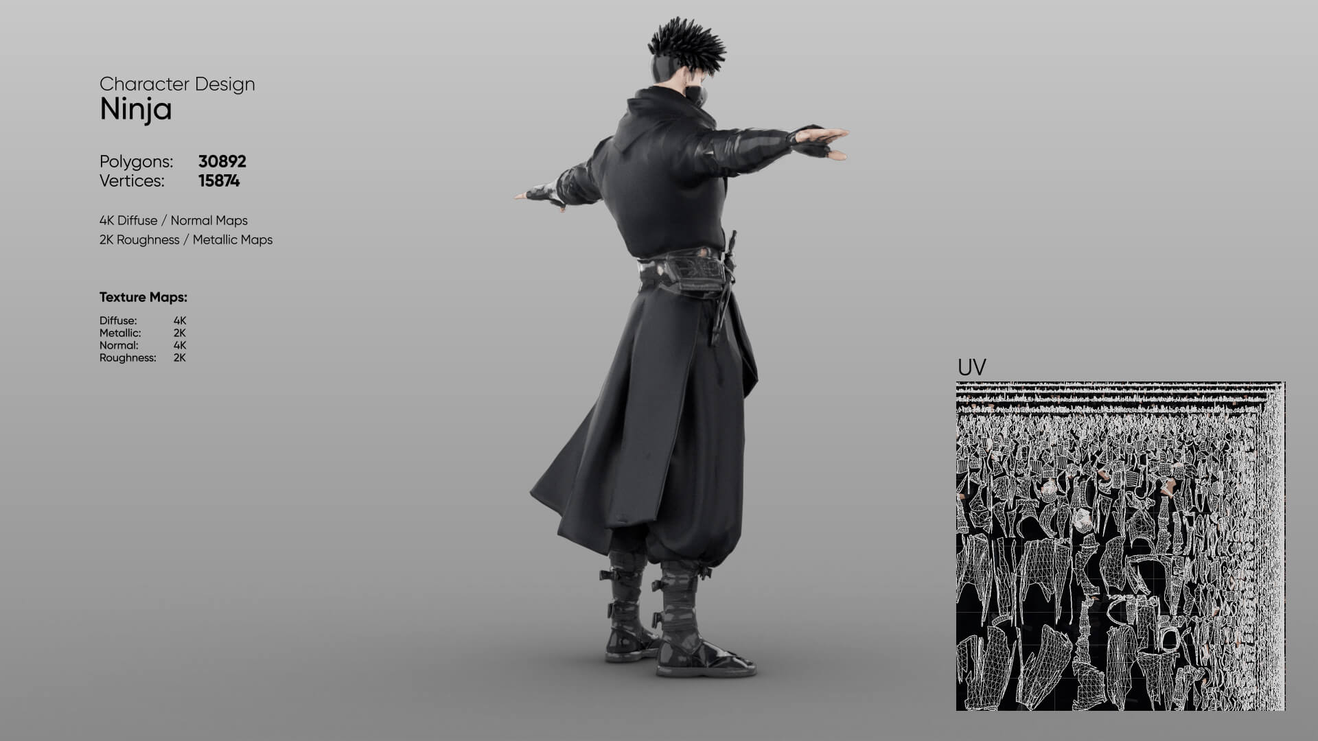 Ninja Low Poly 3D Model