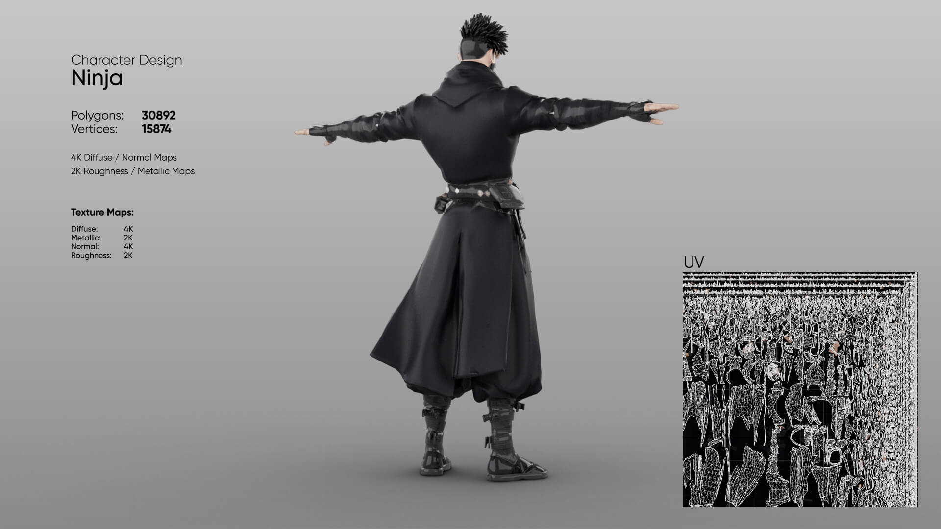 Ninja Low Poly 3D Model