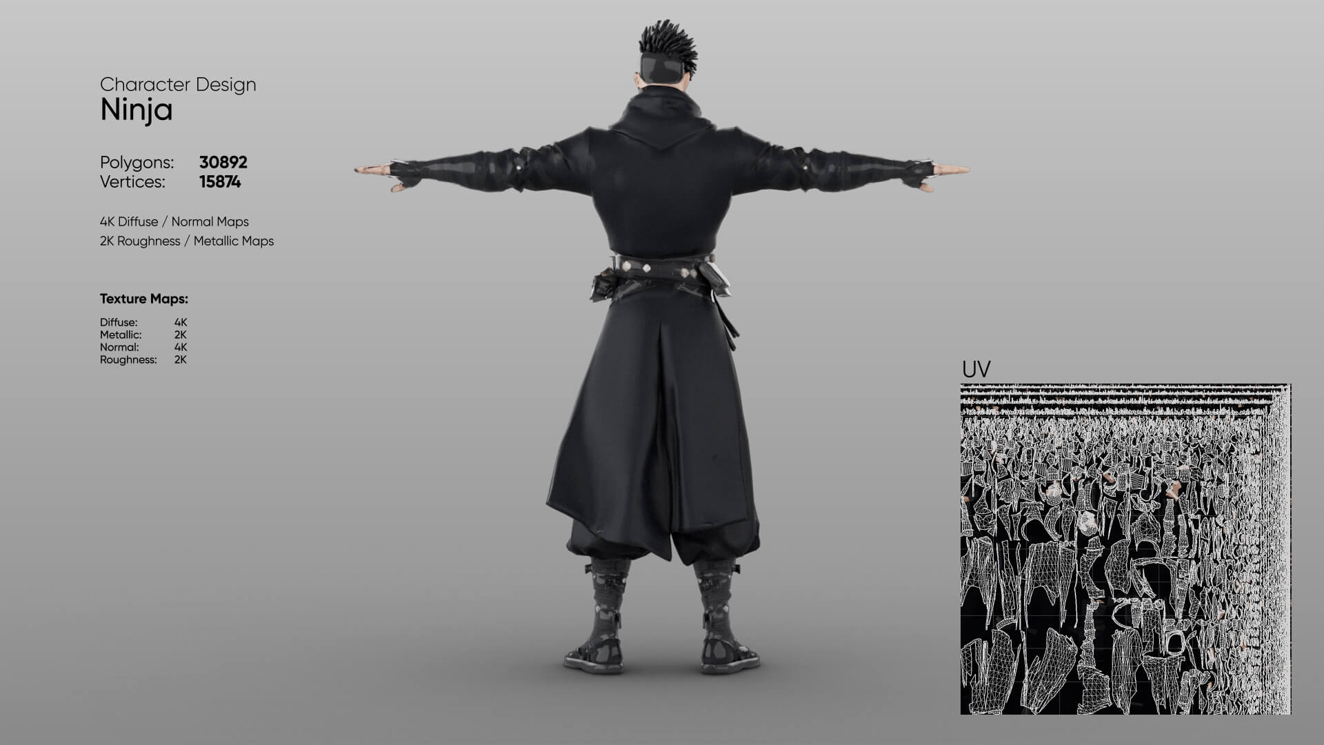 Ninja Low Poly 3D Model