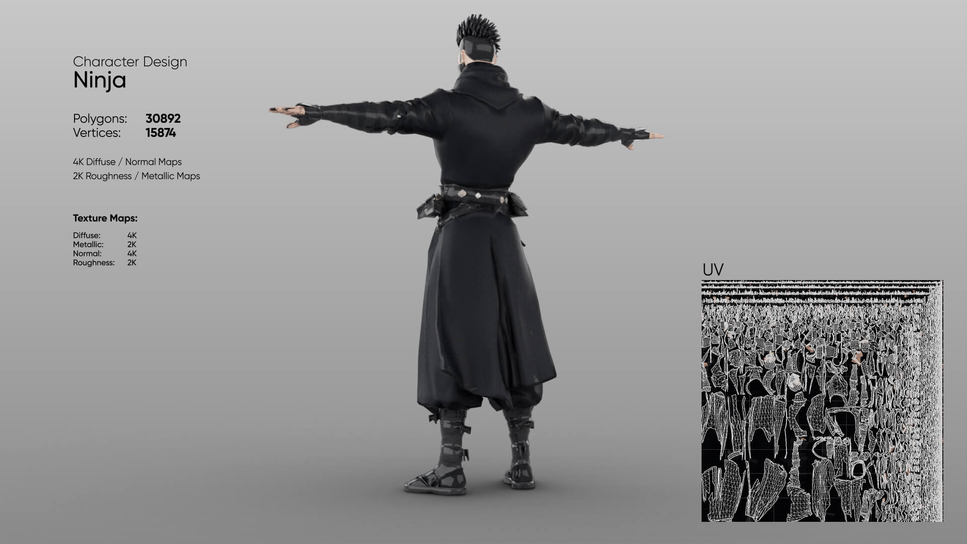 Ninja Low Poly 3D Model