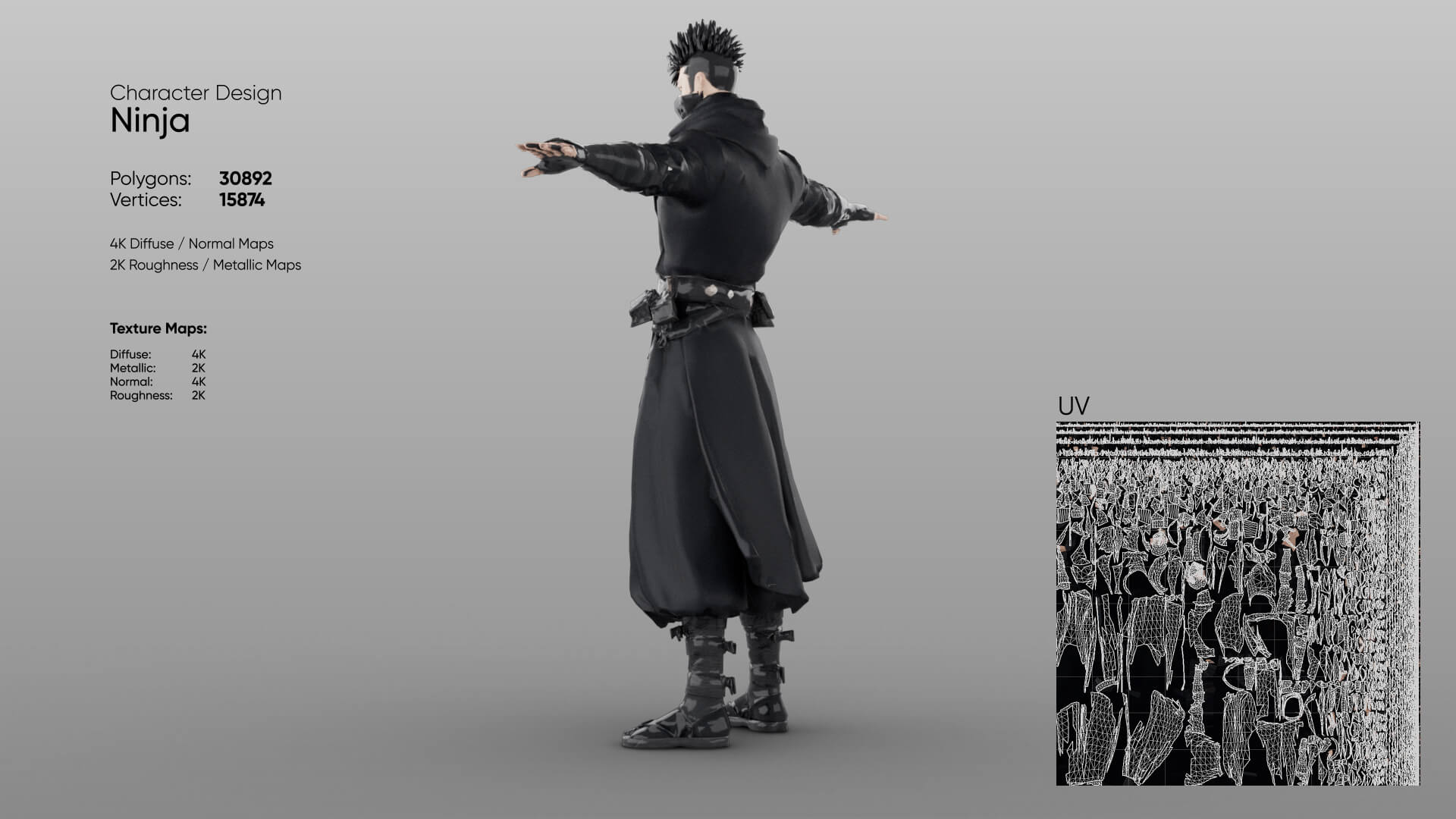 Ninja Low Poly 3D Model