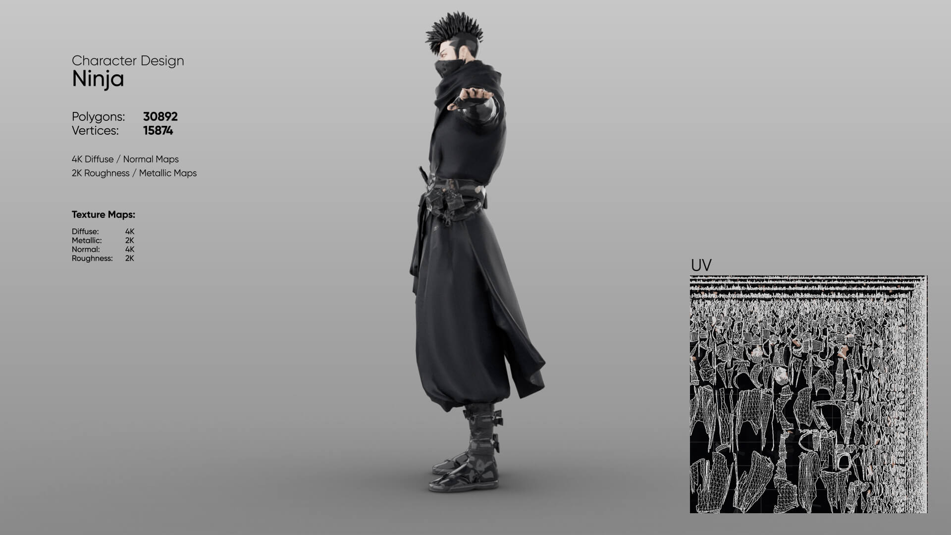 Ninja Low Poly 3D Model