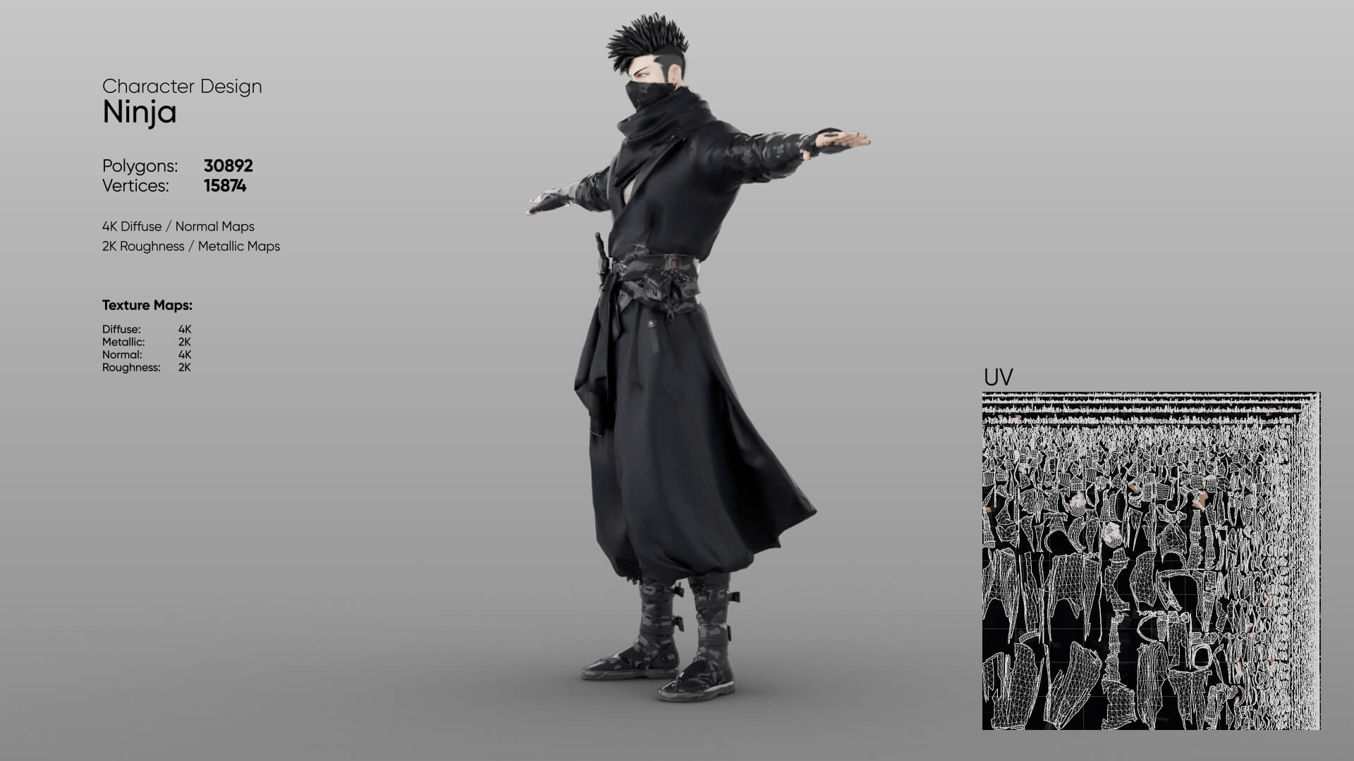 Ninja Low Poly 3D Model