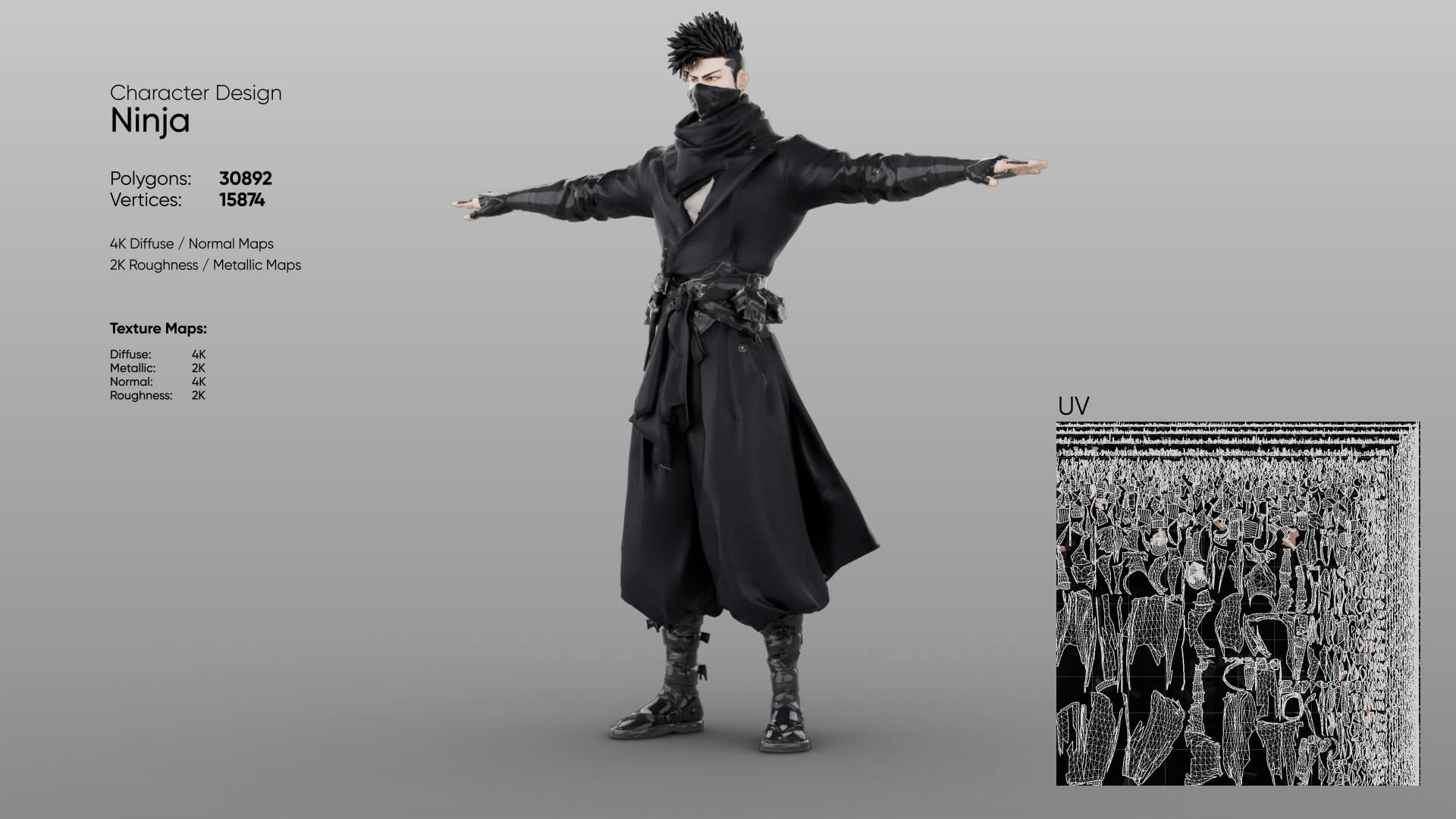 Ninja Low Poly 3D Model