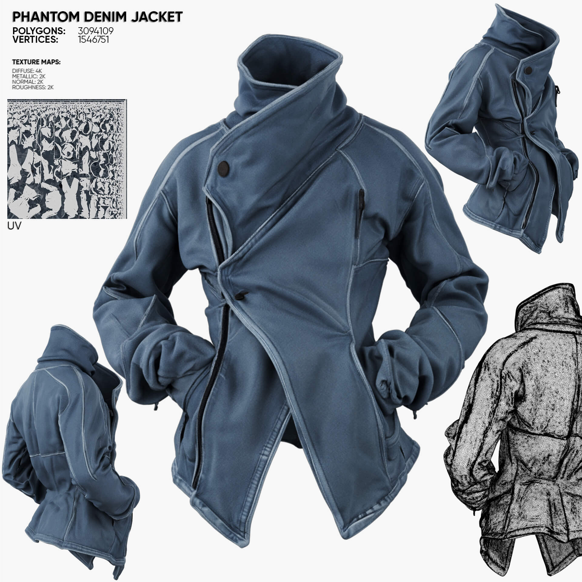 Phantom Denim Jacket 3D Model