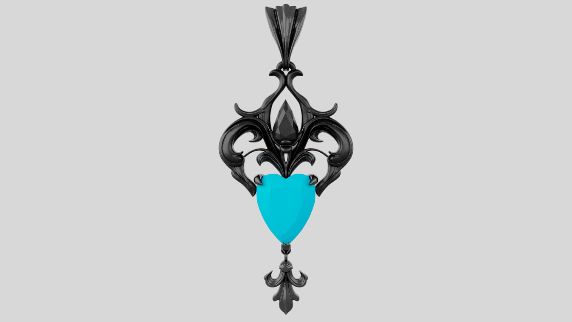 Roseheart Filigree Pendant 3D Model 3D Model