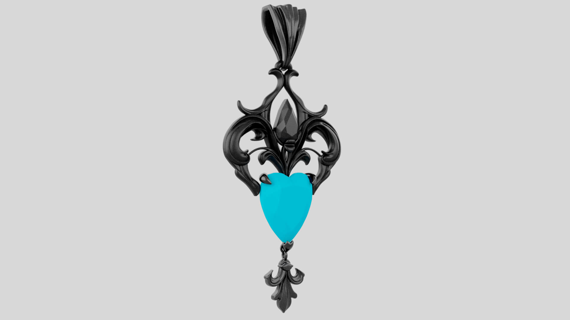 Roseheart Filigree Pendant 3D Model 3D Model