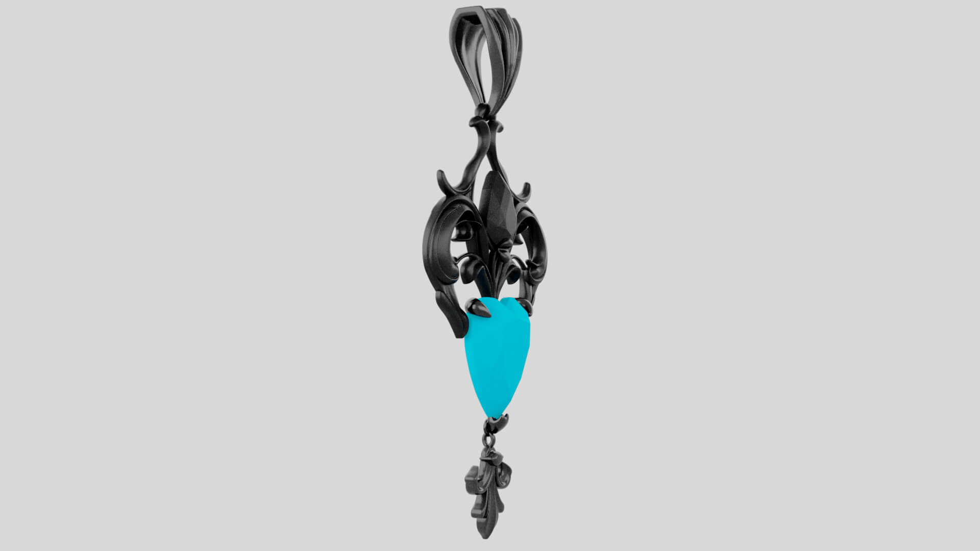 Roseheart Filigree Pendant 3D Model 3D Model