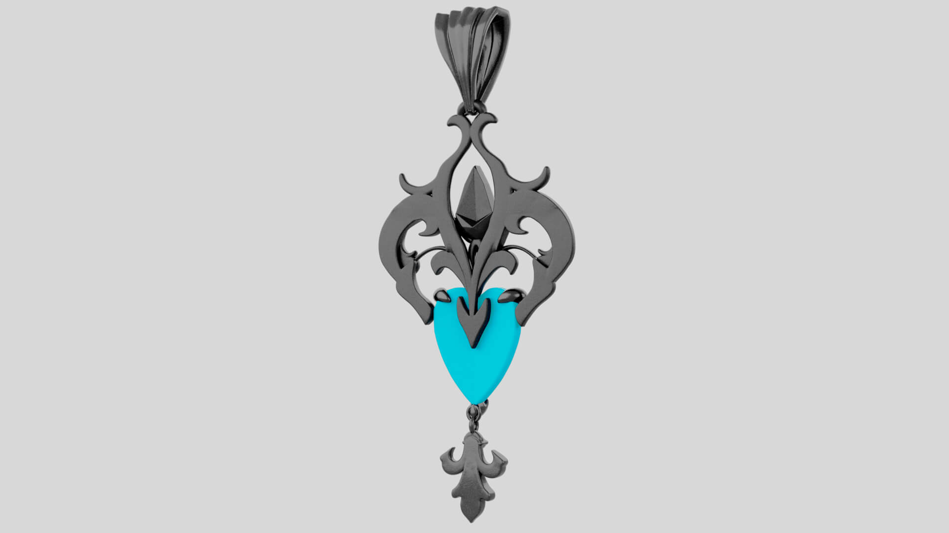 Roseheart Filigree Pendant 3D Model 3D Model