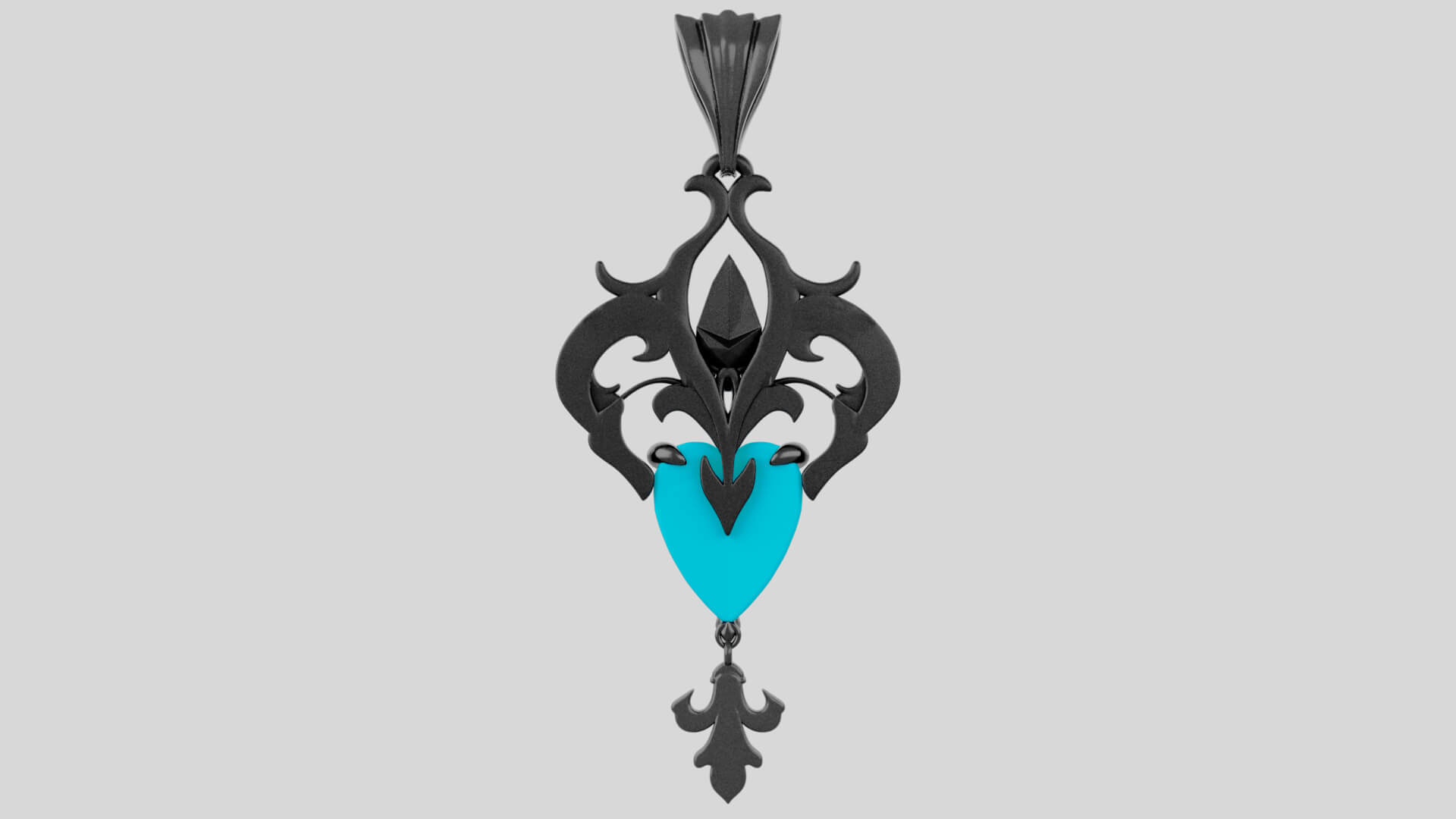 Roseheart Filigree Pendant 3D Model 3D Model