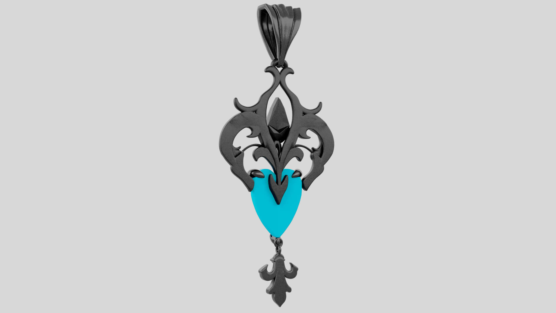 Roseheart Filigree Pendant 3D Model 3D Model