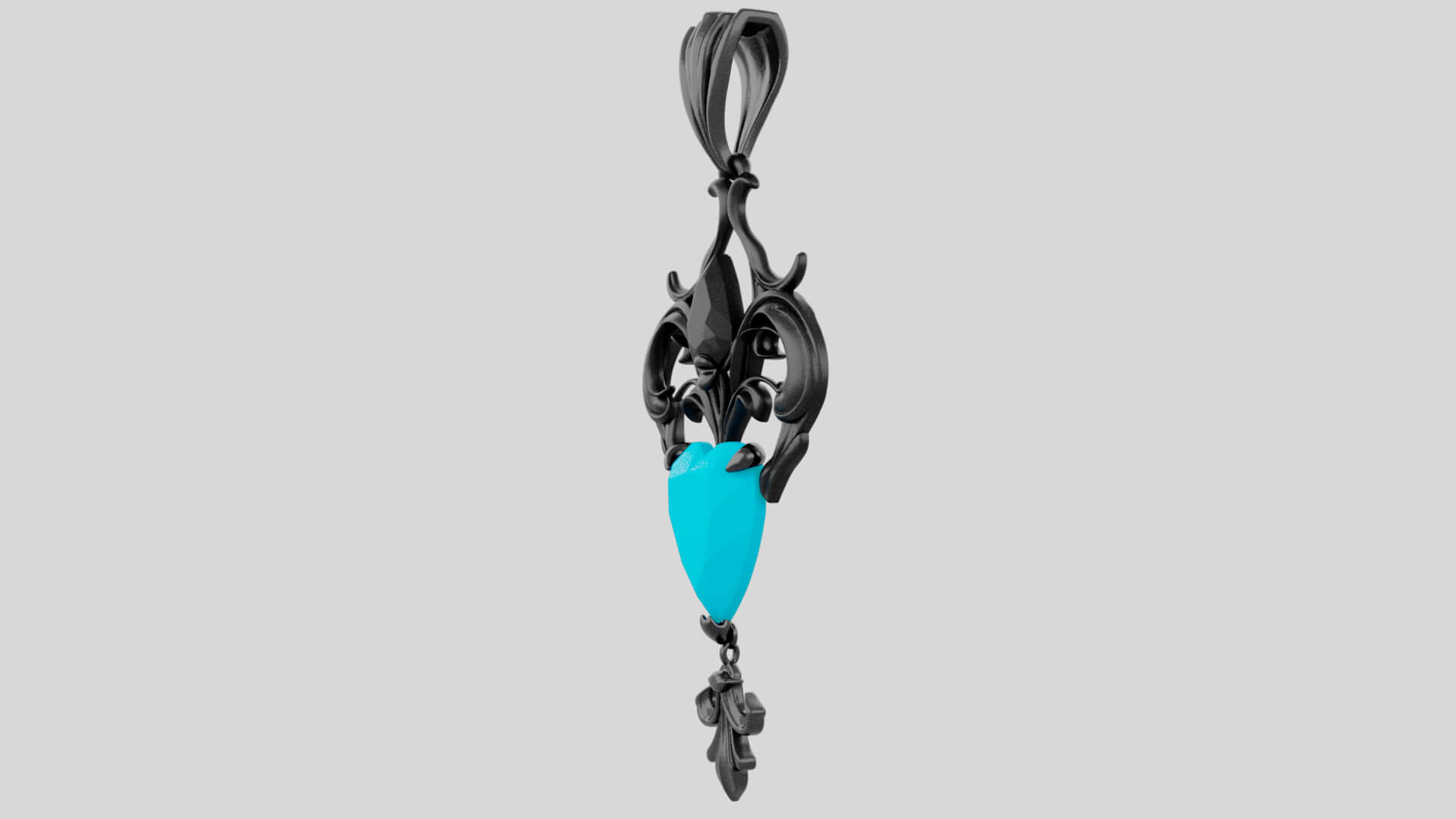 Roseheart Filigree Pendant 3D Model 3D Model
