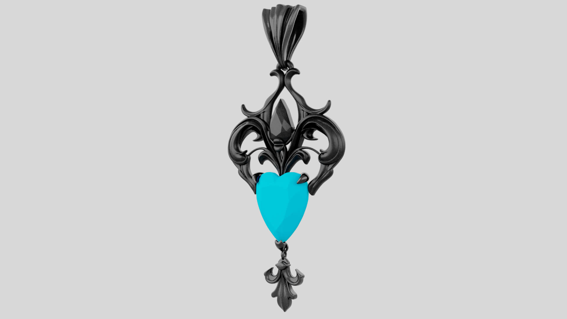 Roseheart Filigree Pendant 3D Model 3D Model