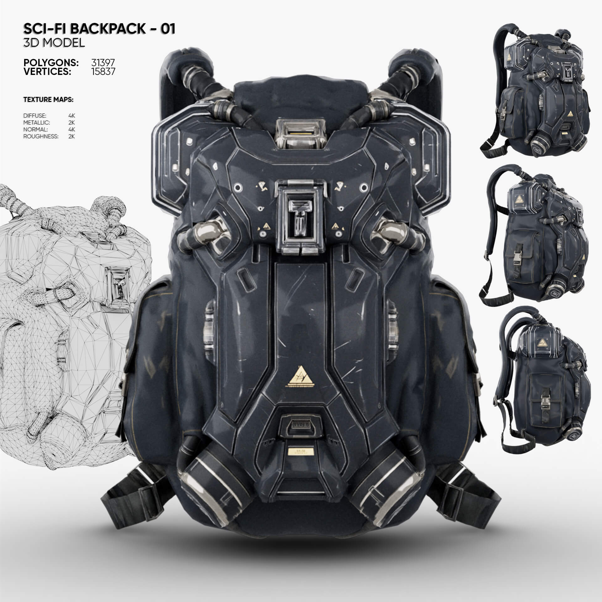 Sci-Fi Backpack 01 3D Model