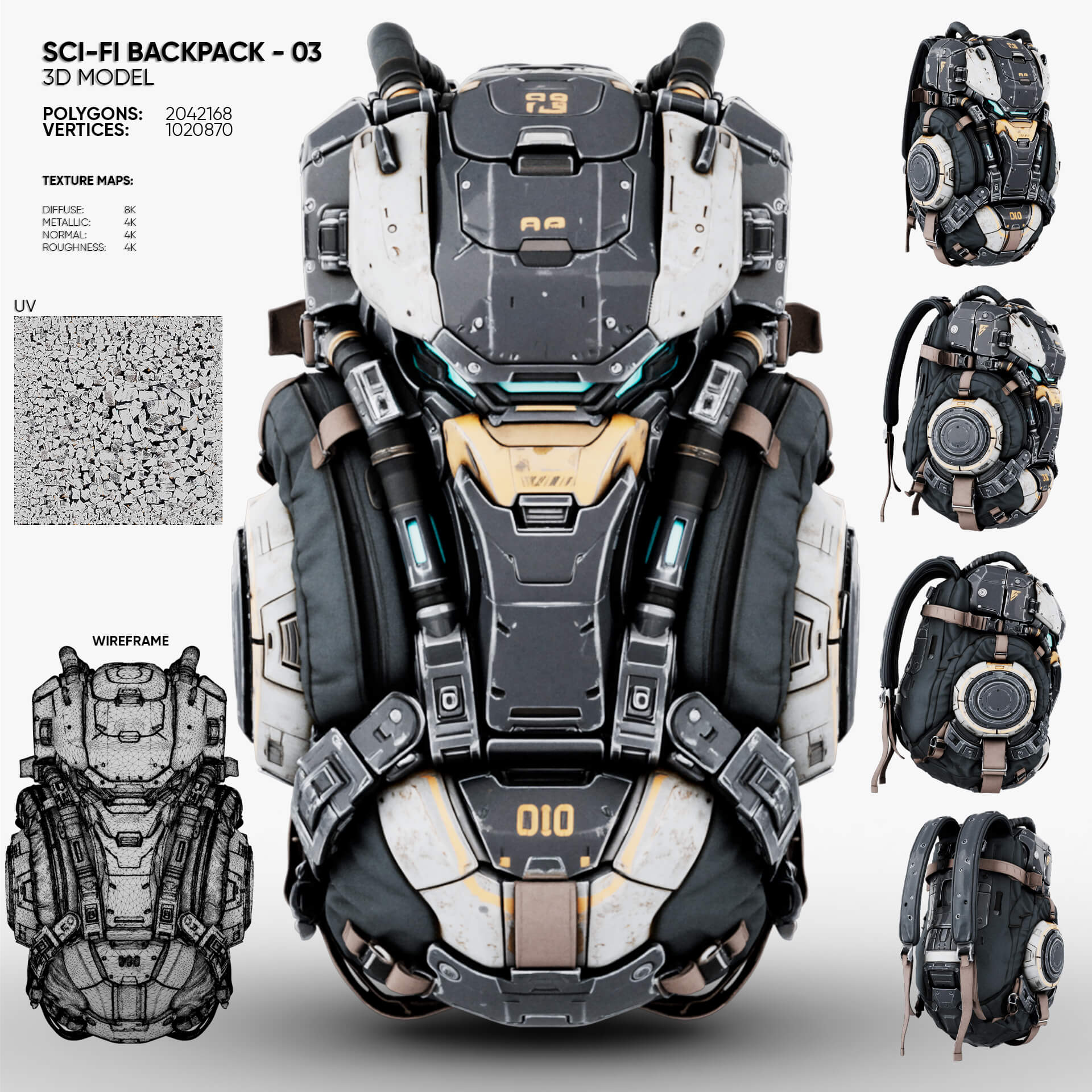 Sci-Fi Backpack 03 3D Model