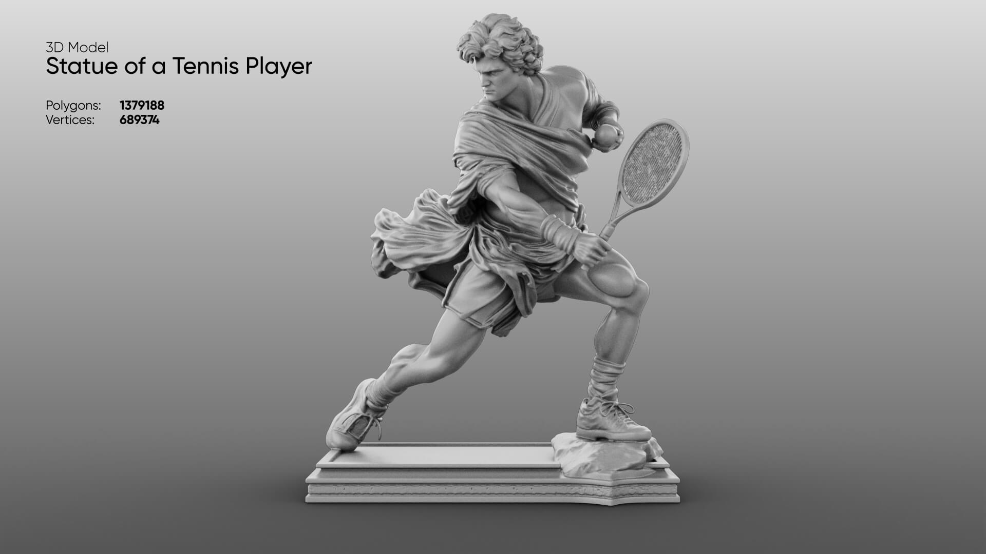 Statue of a Tennis Player 3D Model