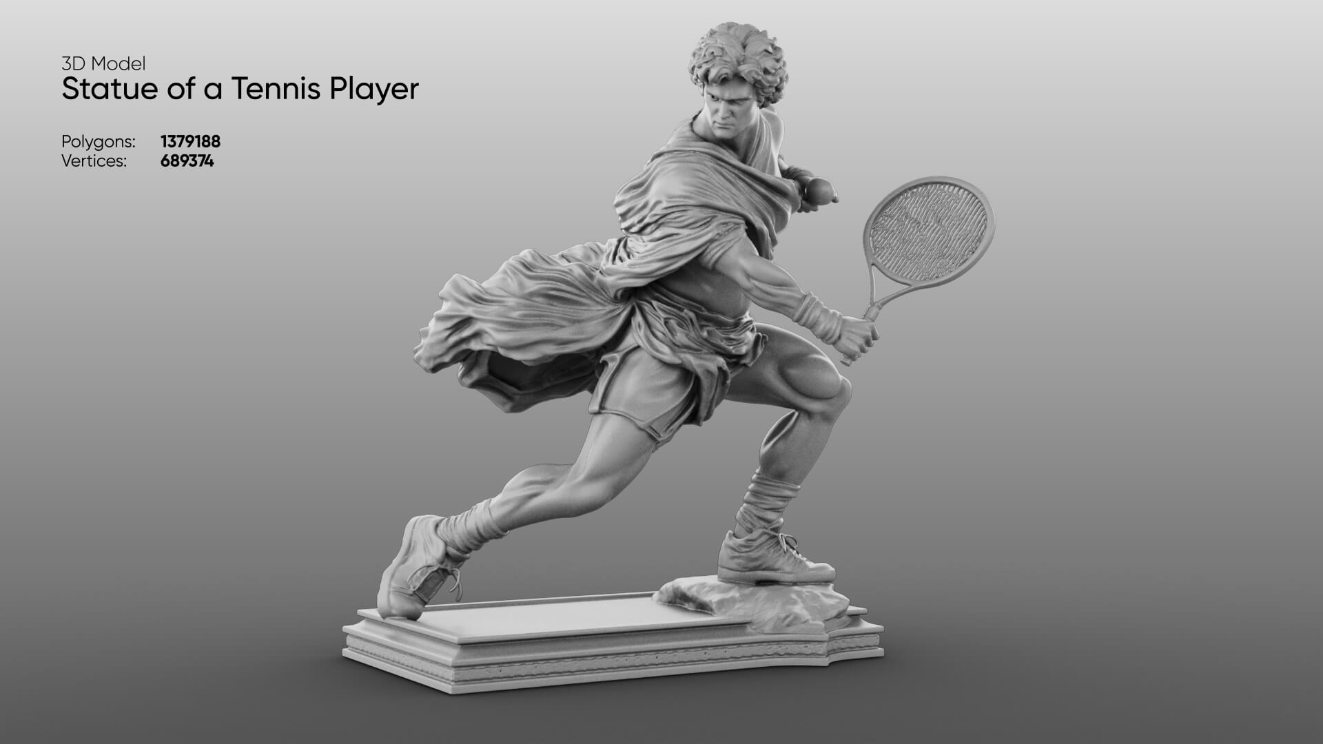 Statue of a Tennis Player 3D Model