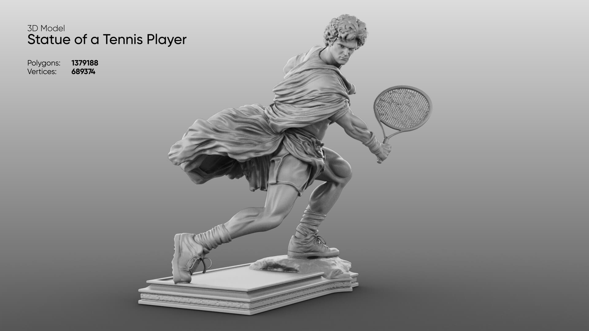 Statue of a Tennis Player 3D Model