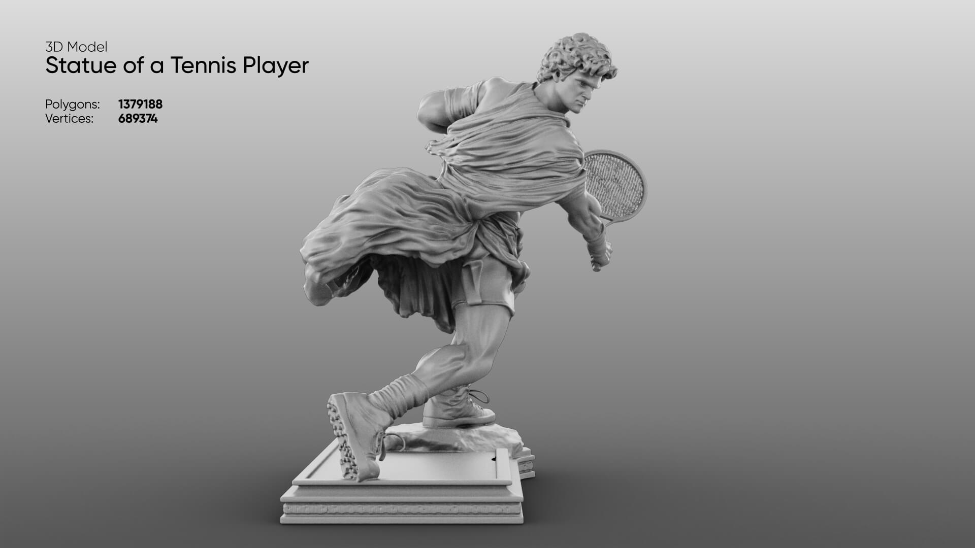 Statue of a Tennis Player 3D Model