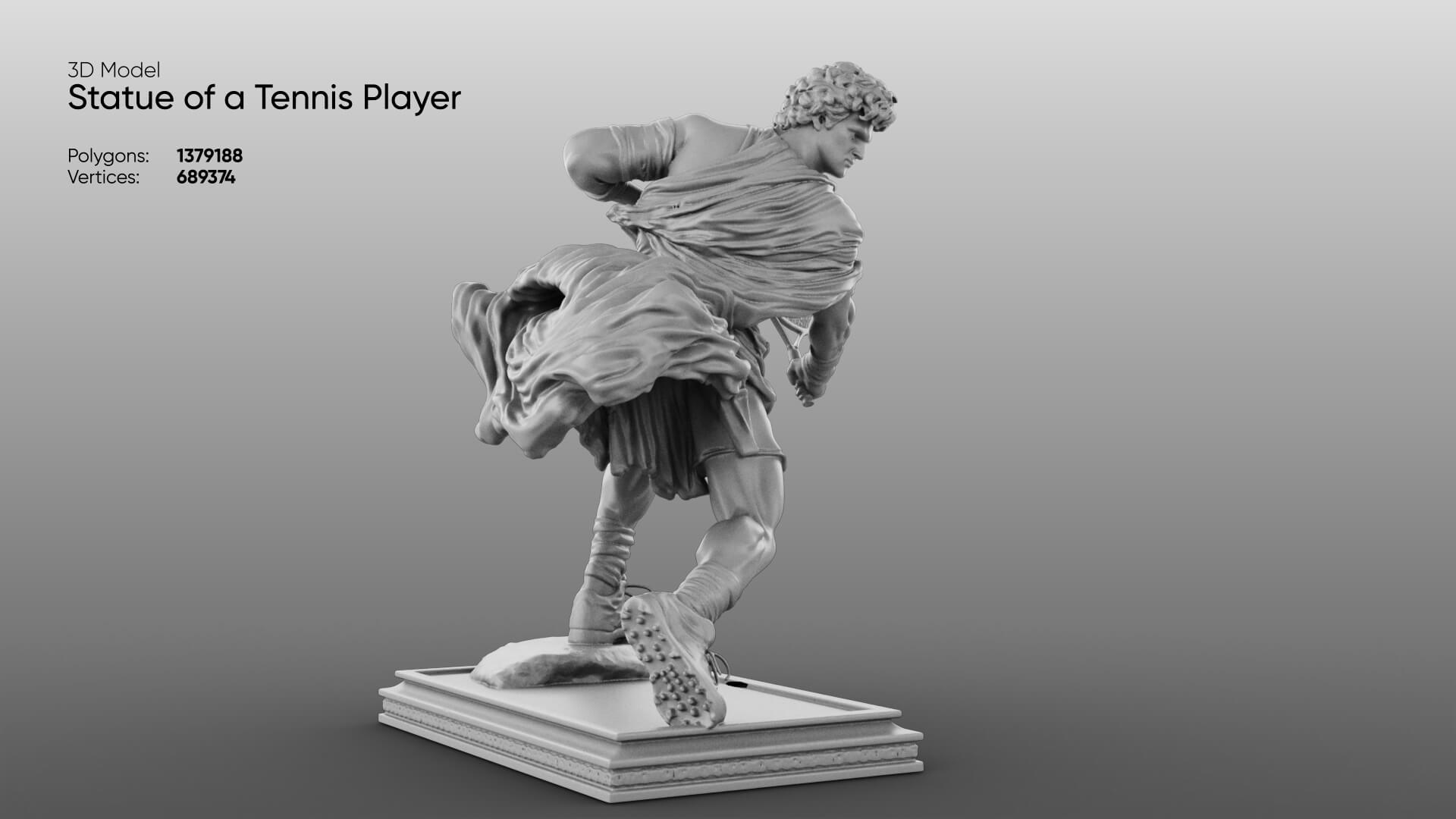 Statue of a Tennis Player 3D Model