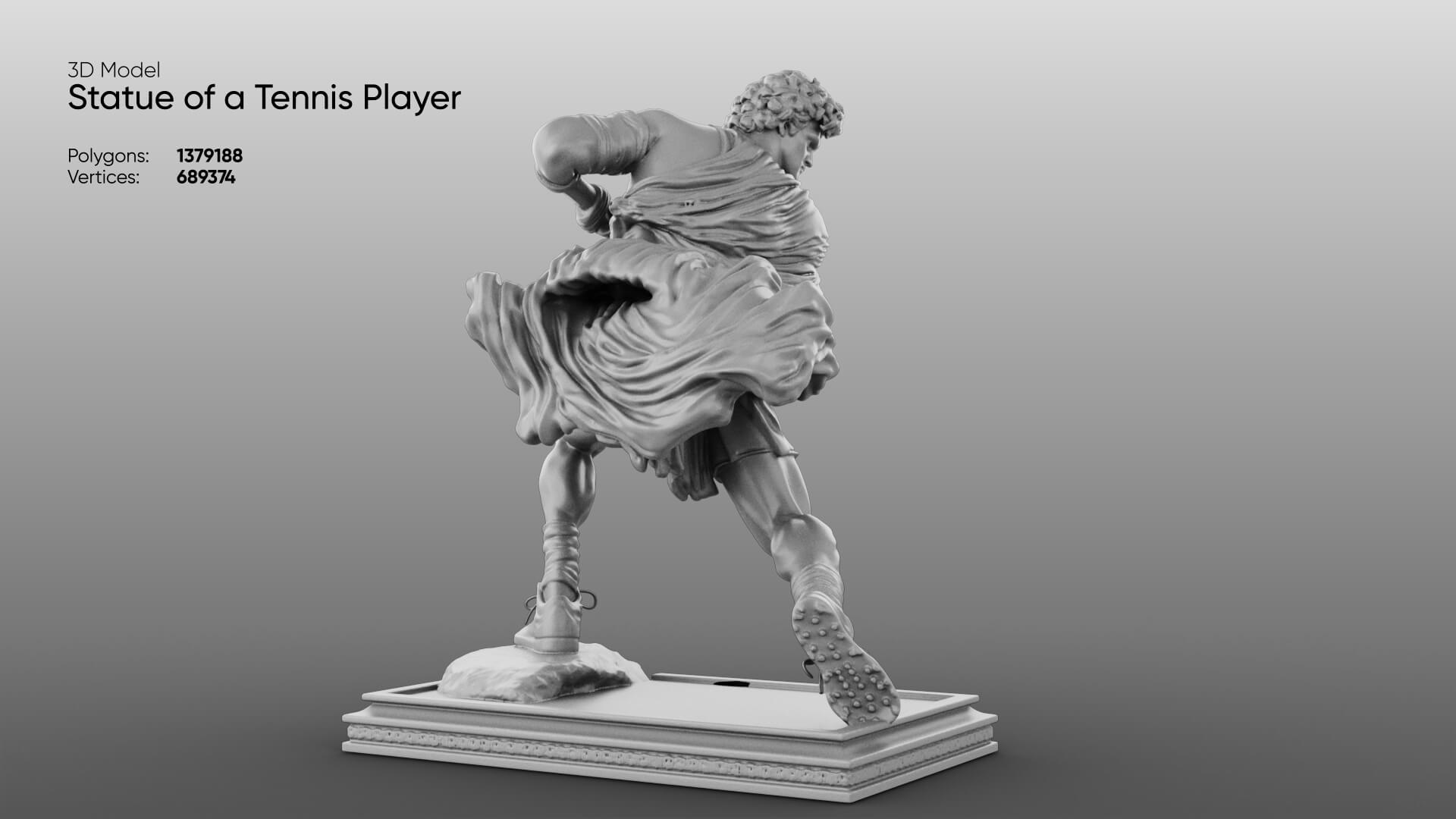 Statue of a Tennis Player 3D Model