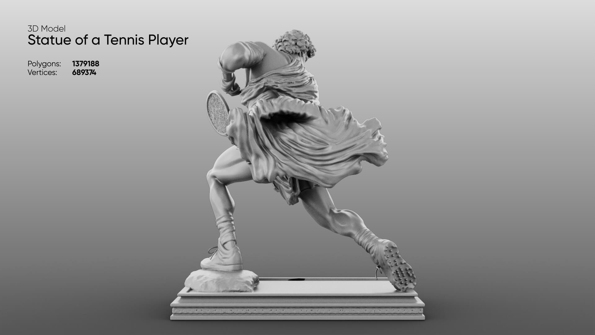 Statue of a Tennis Player 3D Model
