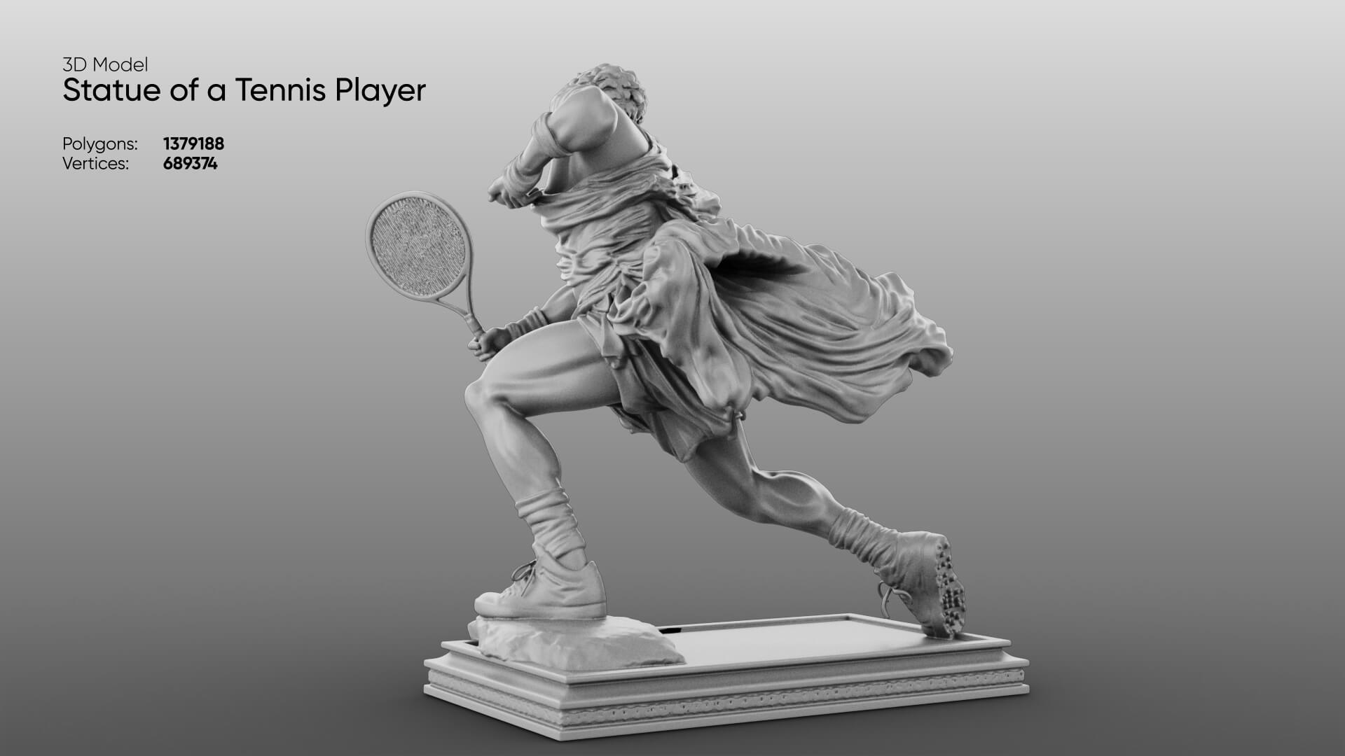 Statue of a Tennis Player 3D Model